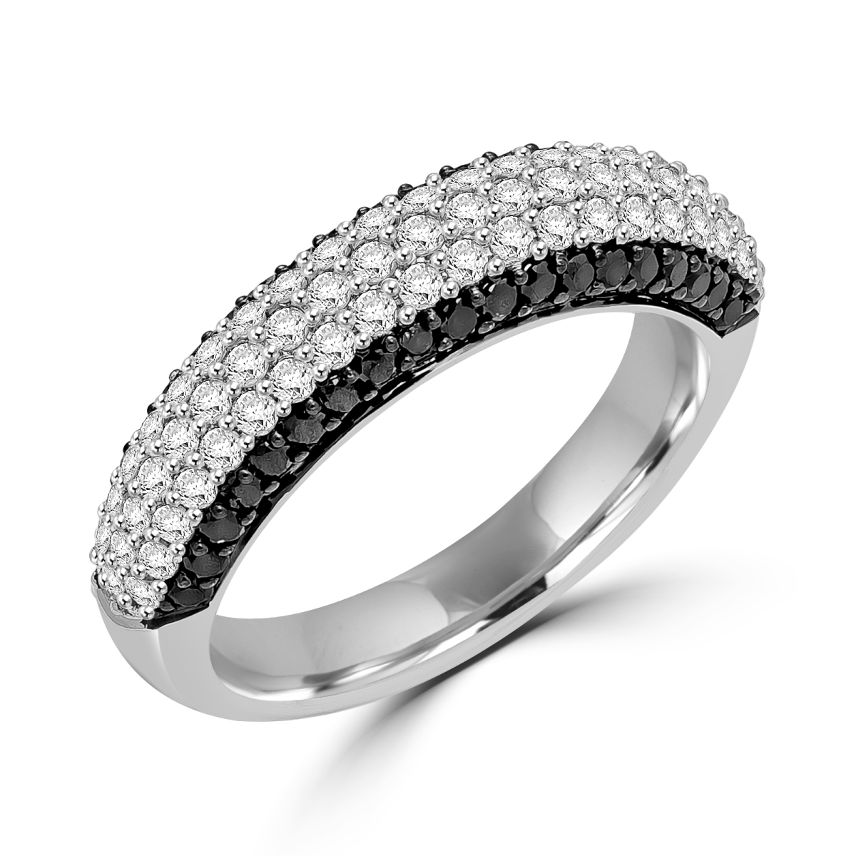 1.1 CTW Round Diamond Cocktail Ring in 14K White Gold - Size 7