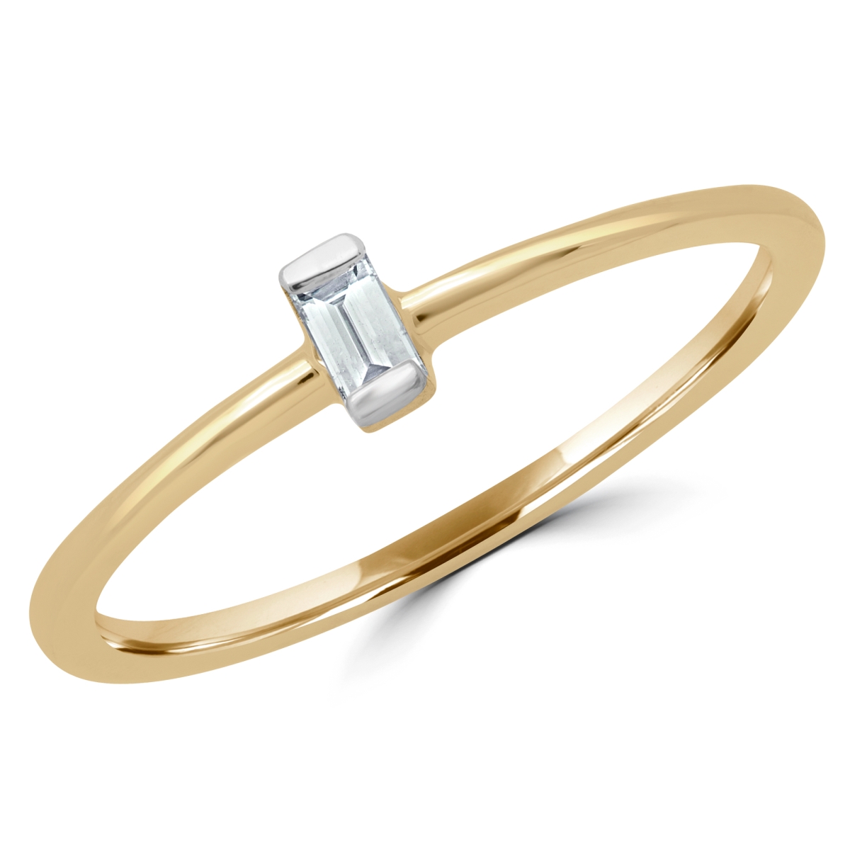 MDR190080-5.25 0.05 CT Baguette Diamond Promise Solitaire Engagement Ring in 14K Yellow Gold - Size 5.25