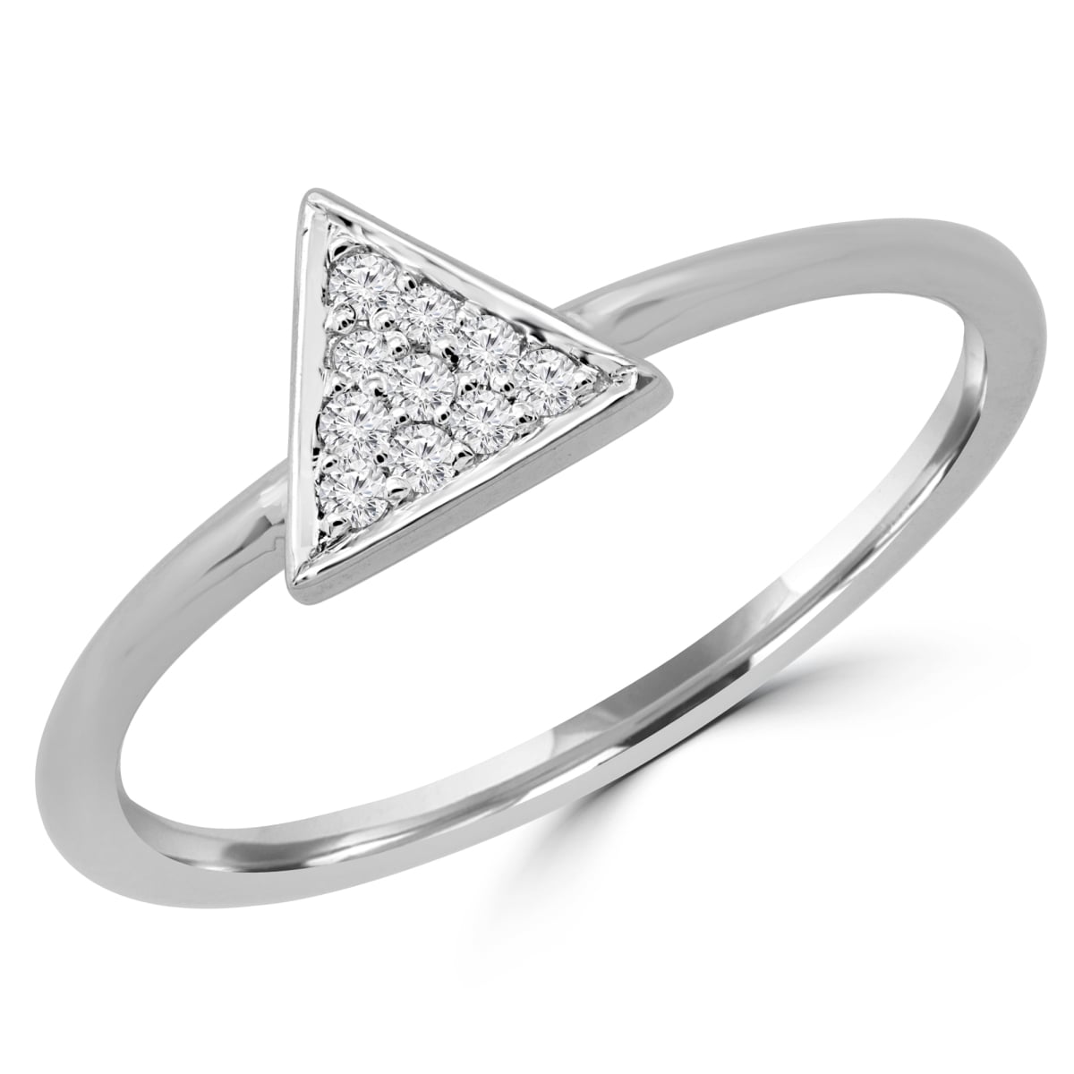 MDR190069-3.75 0.1 CTW Round Diamond Triangle Cluster Ring in 14K White Gold - Size 3.75