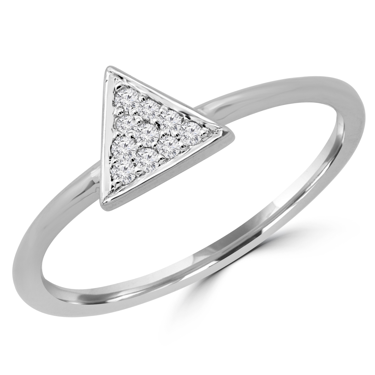 MDR190069-4.25 0.1 CTW Round Diamond Triangle Cluster Ring in 14K White Gold - Size 4.25