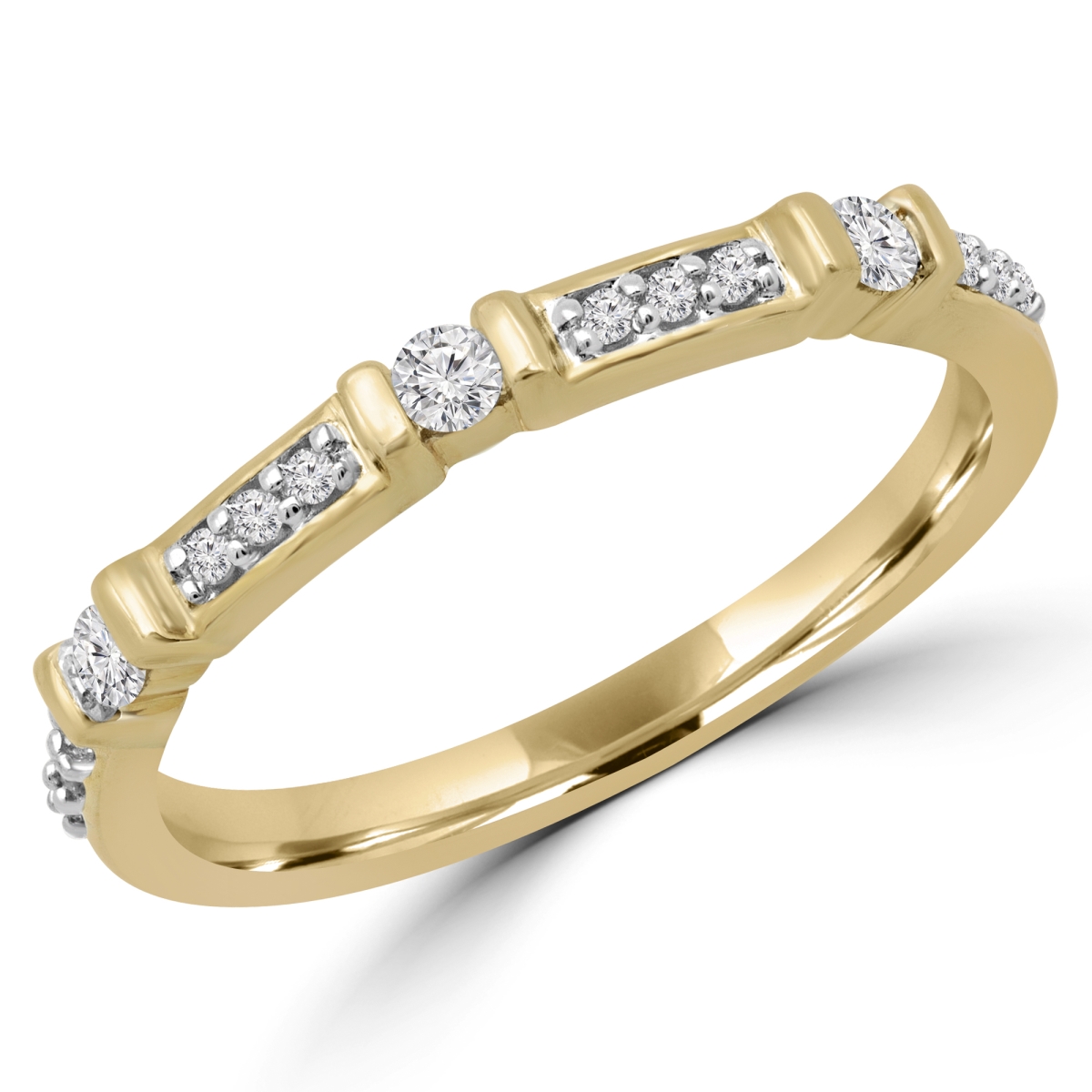 MDR180042-5.5 0.14 CTW Round Diamond Semi-Eternity Wedding Band Ring in 14K Yellow Gold - Size 5.5
