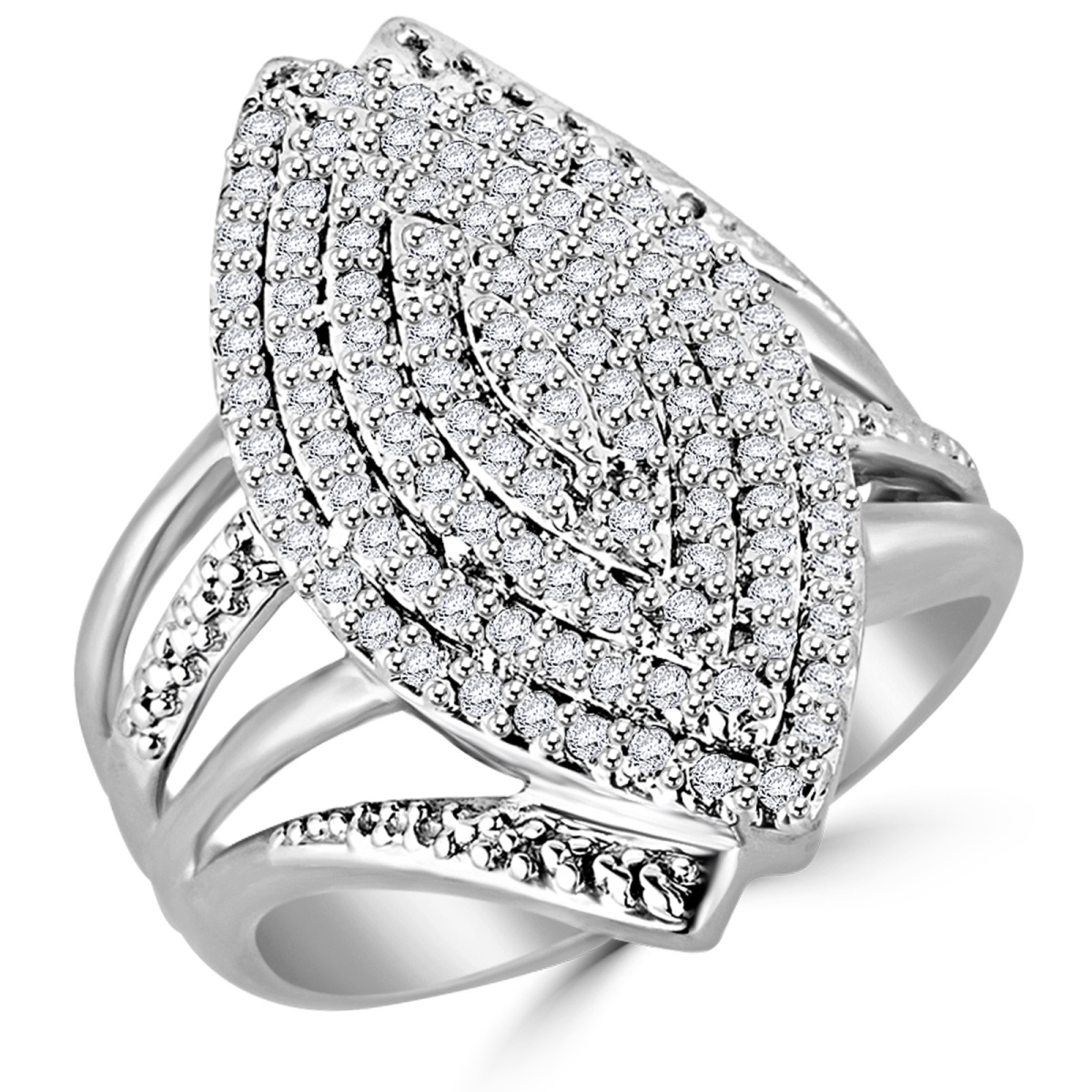 Picture of Majesty Diamonds MDR180001-3 0.5 CTW Round Diamond Marquise Cocktail Ring in 14K White Gold - Size 3