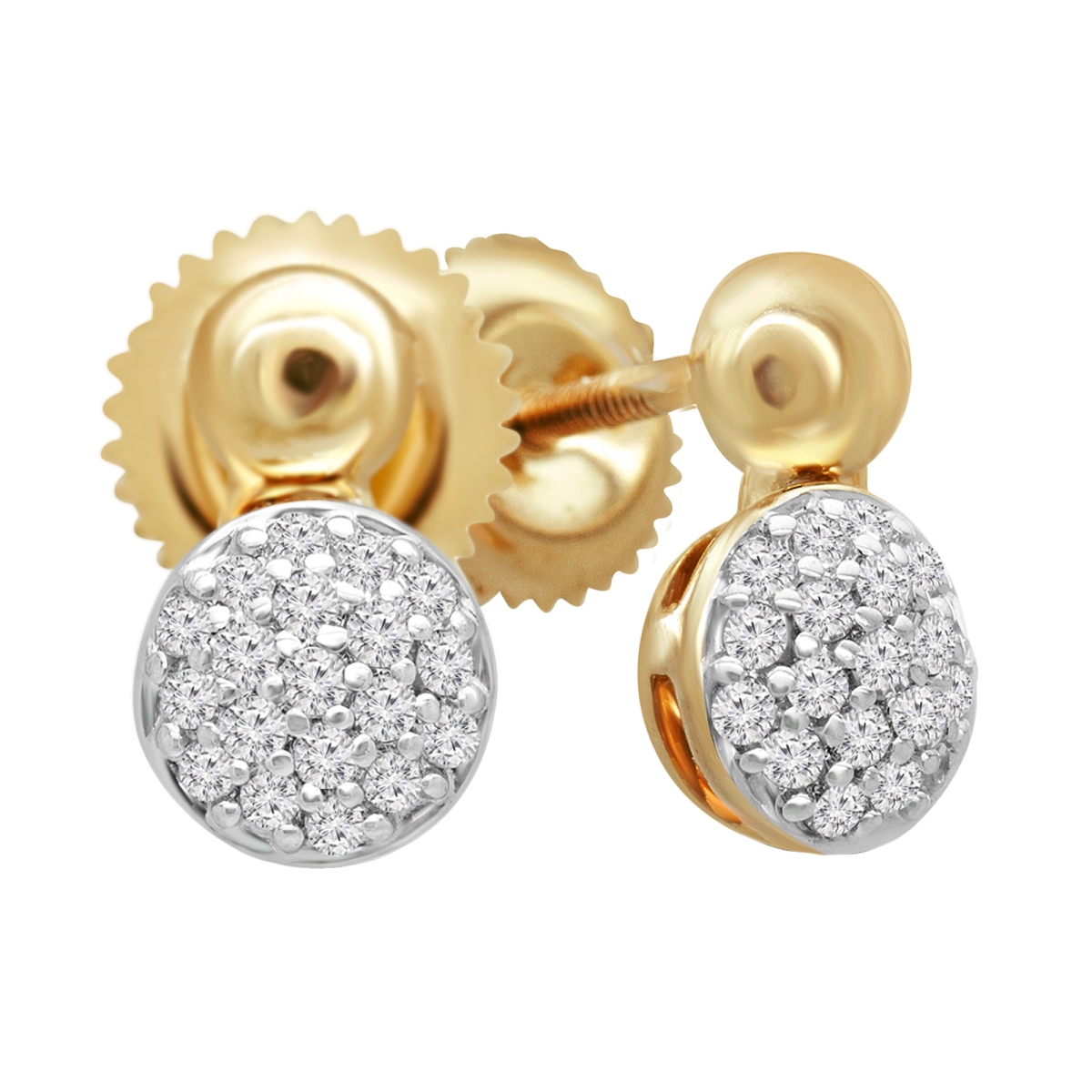 MDR180003 0.14 CTW Round Diamond Cluster Stud Earrings in 14K Yellow Gold
