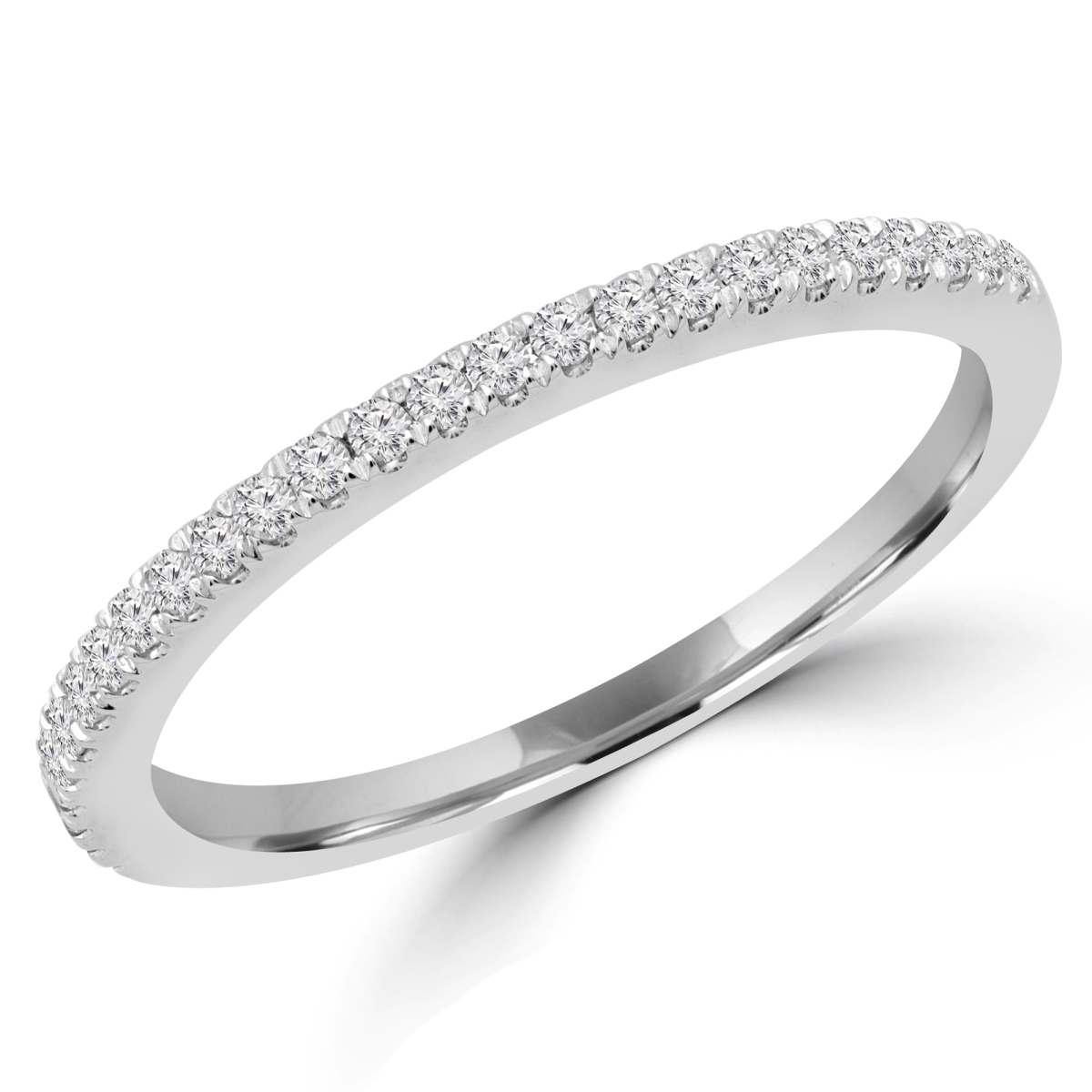 MDR180036-5.5 0.14 CTW Round Diamond Semi-Eternity Wedding Band Ring in 14K White Gold - Size 5.5
