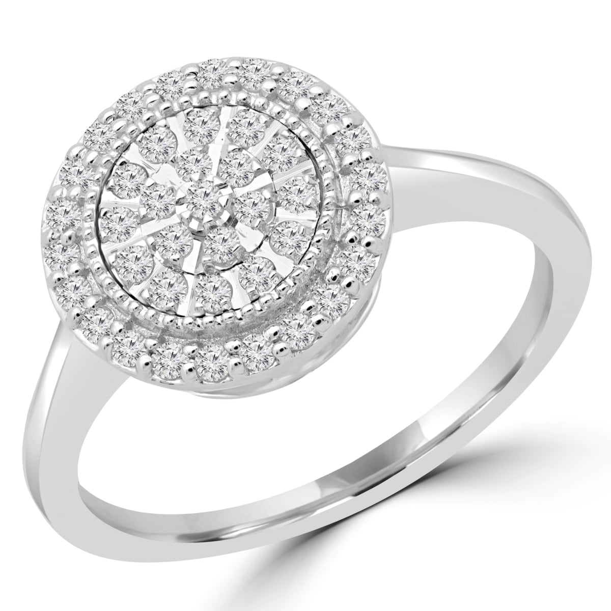 MDR180030-4.75 0.25 CTW Round Diamond Promise Halo Cluster Engagement Ring in 10K White Gold - Size 4.75