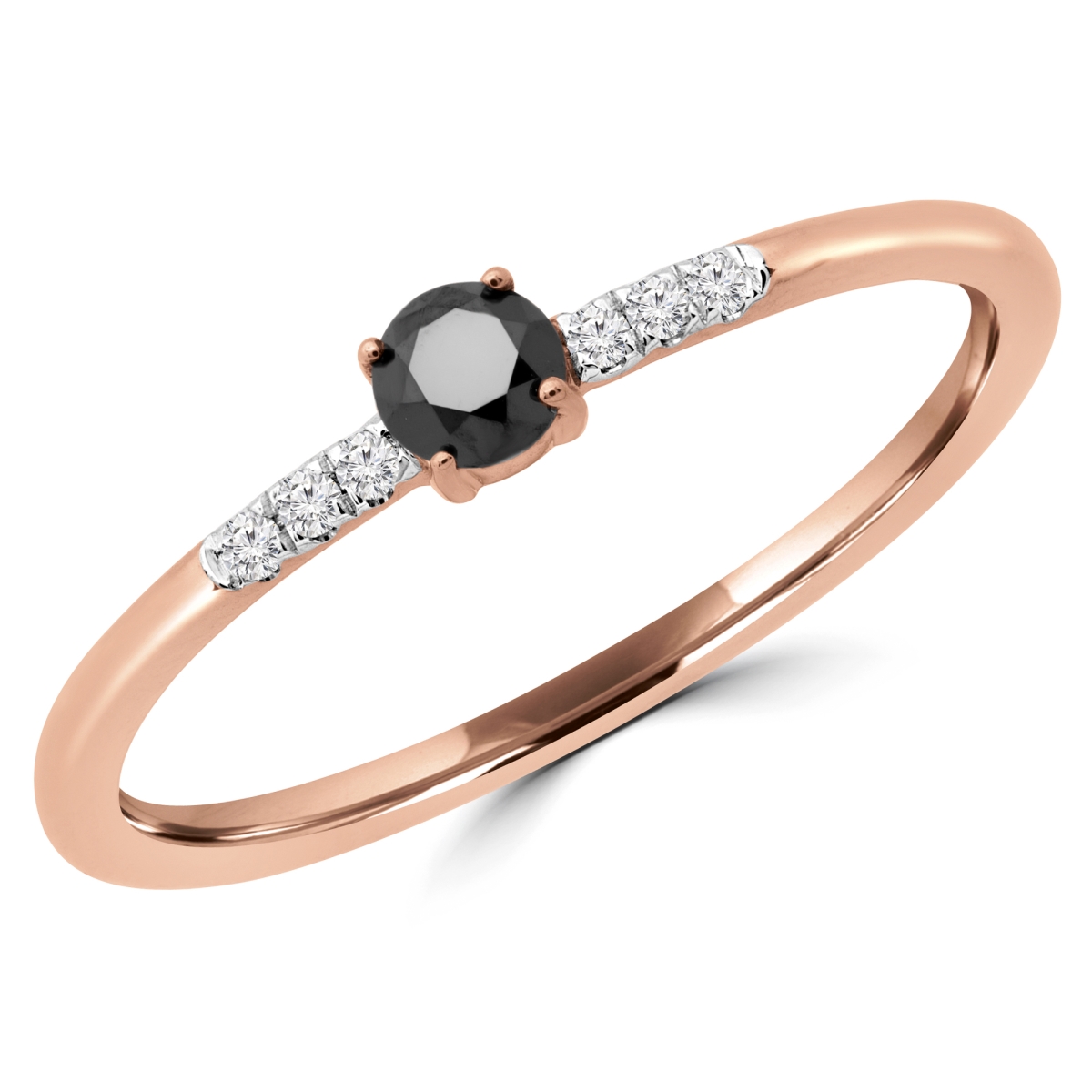 Picture of Majesty Diamonds MDR190079-3 0.16 CTW Round Black Diamond Bezel Set Cocktail Ring in 14K Rose Gold - Size 3