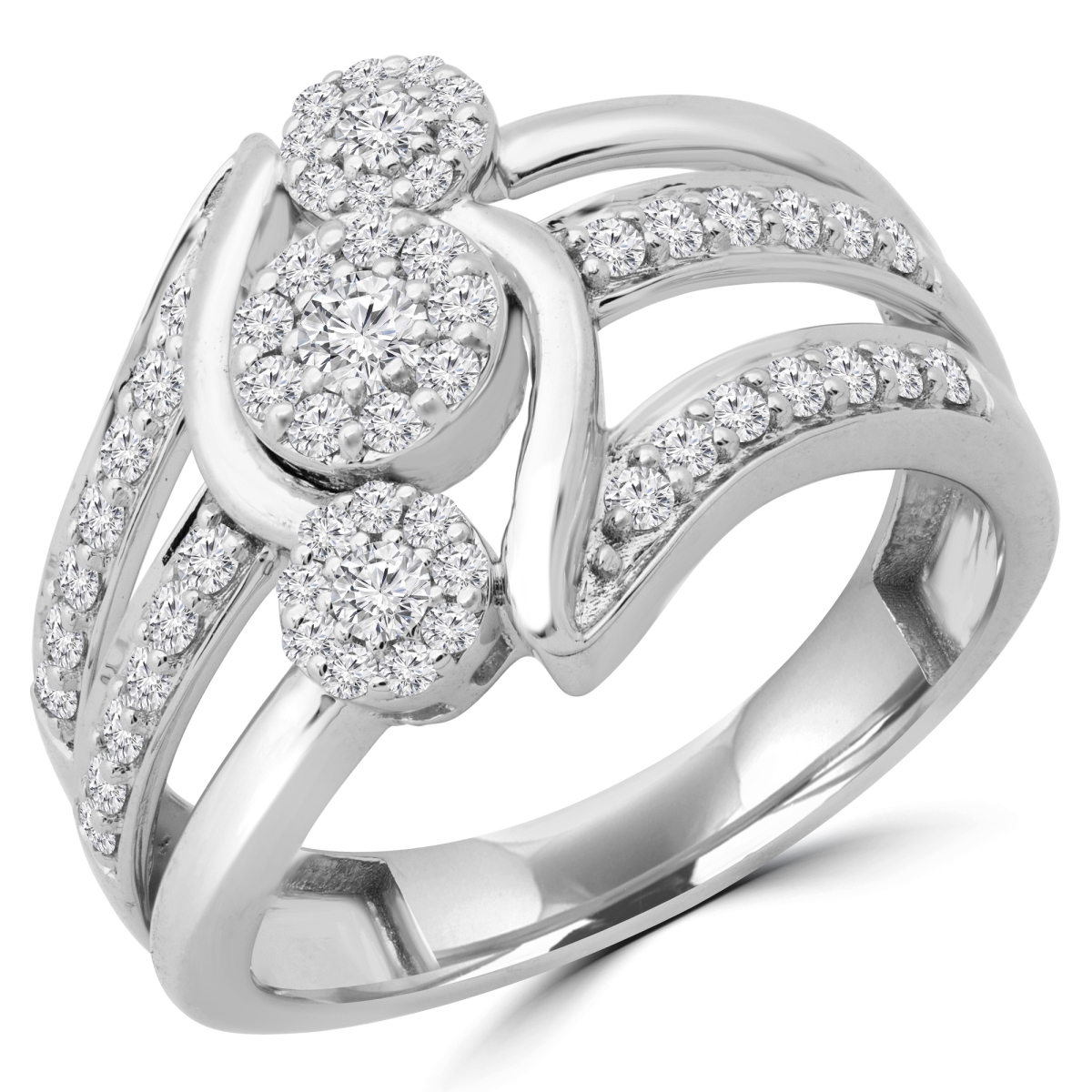 Picture of Majesty Diamonds MDR190085-3 0.5 CTW Round Diamond Vintage Cocktail Ring in 14K White Gold - Size 3