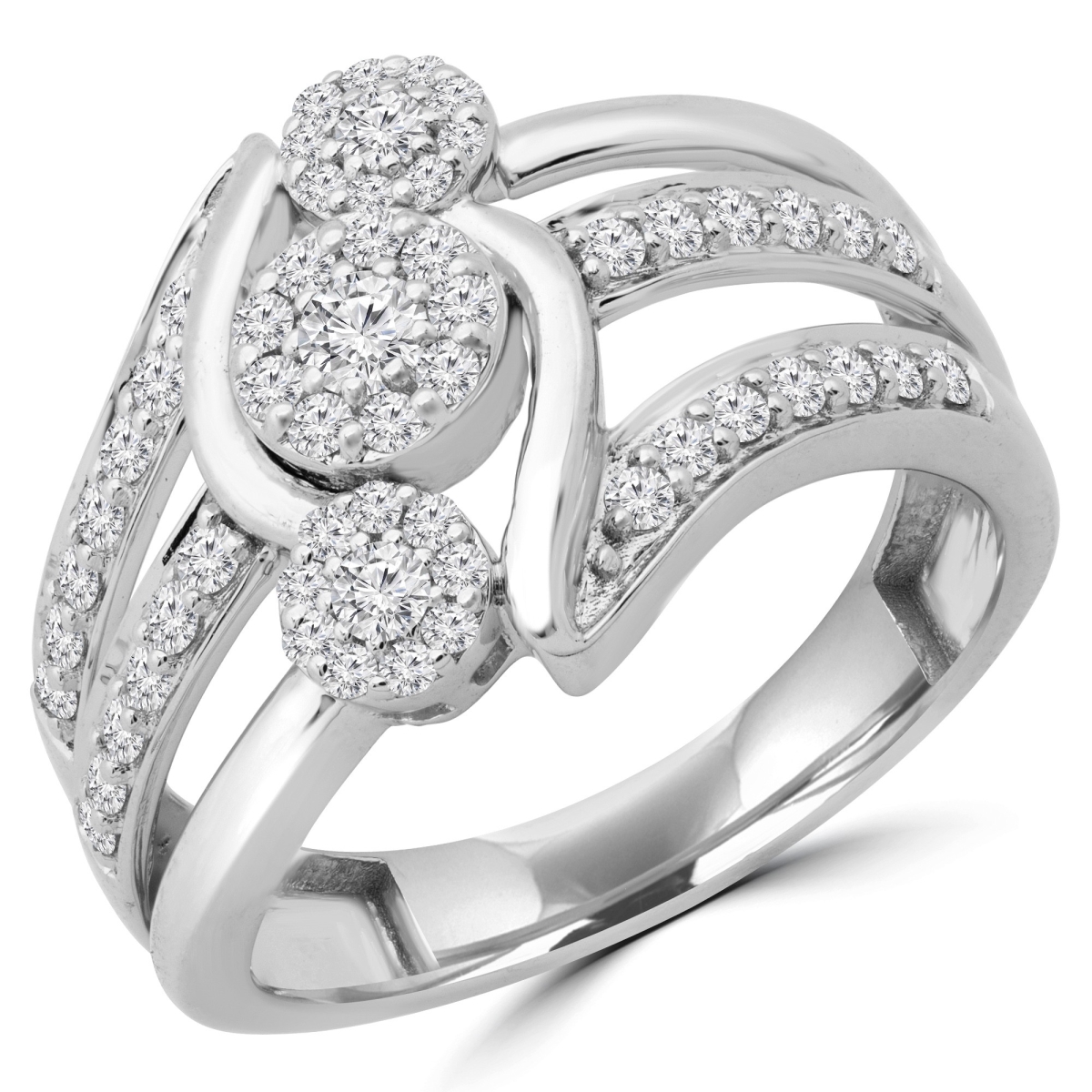 0.5 CTW Round Diamond Vintage Cocktail Ring in 14K White Gold - Size 4