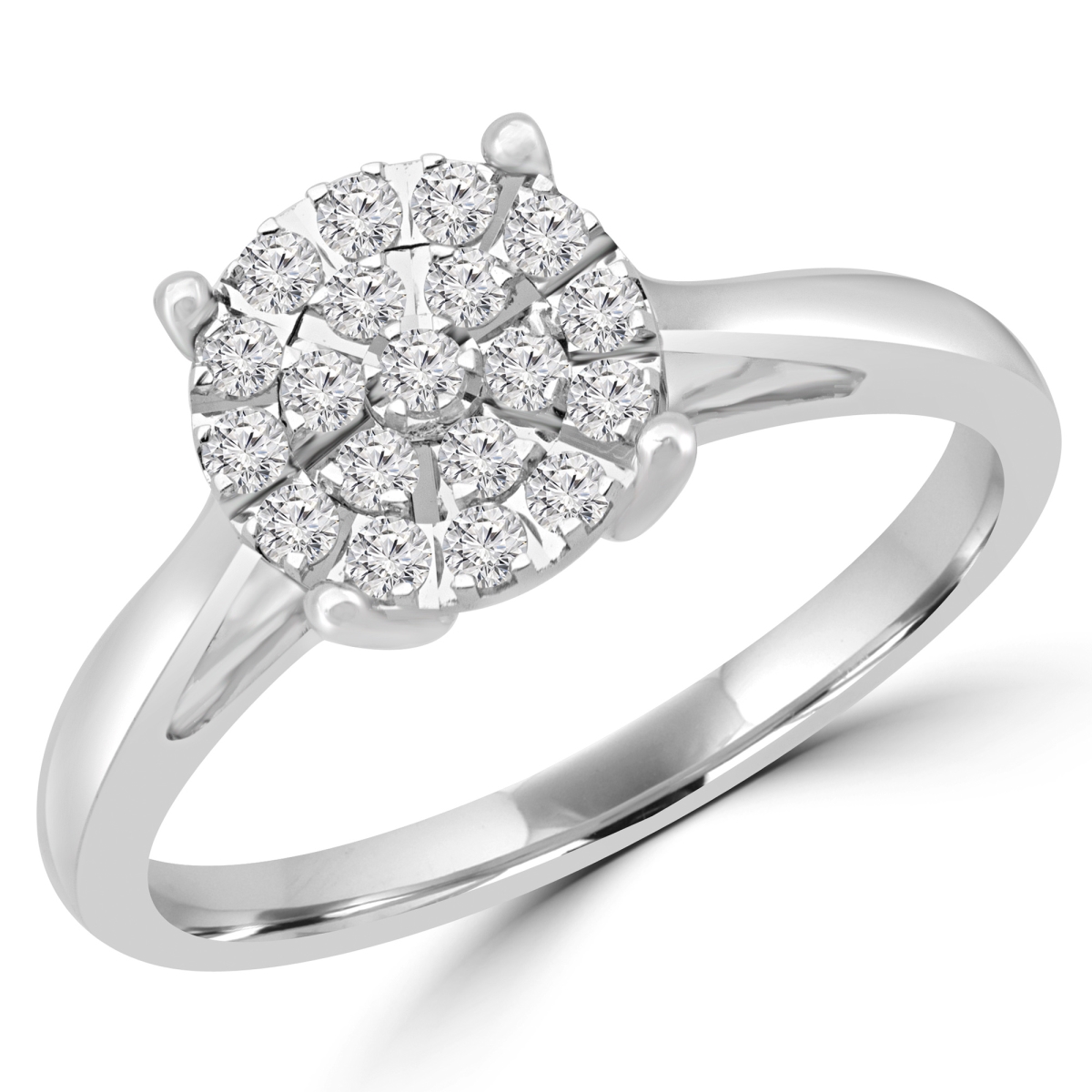 0.25 CTW Round Diamond Promise Cluster Engagement Ring in 10K White Gold - Size 5.25