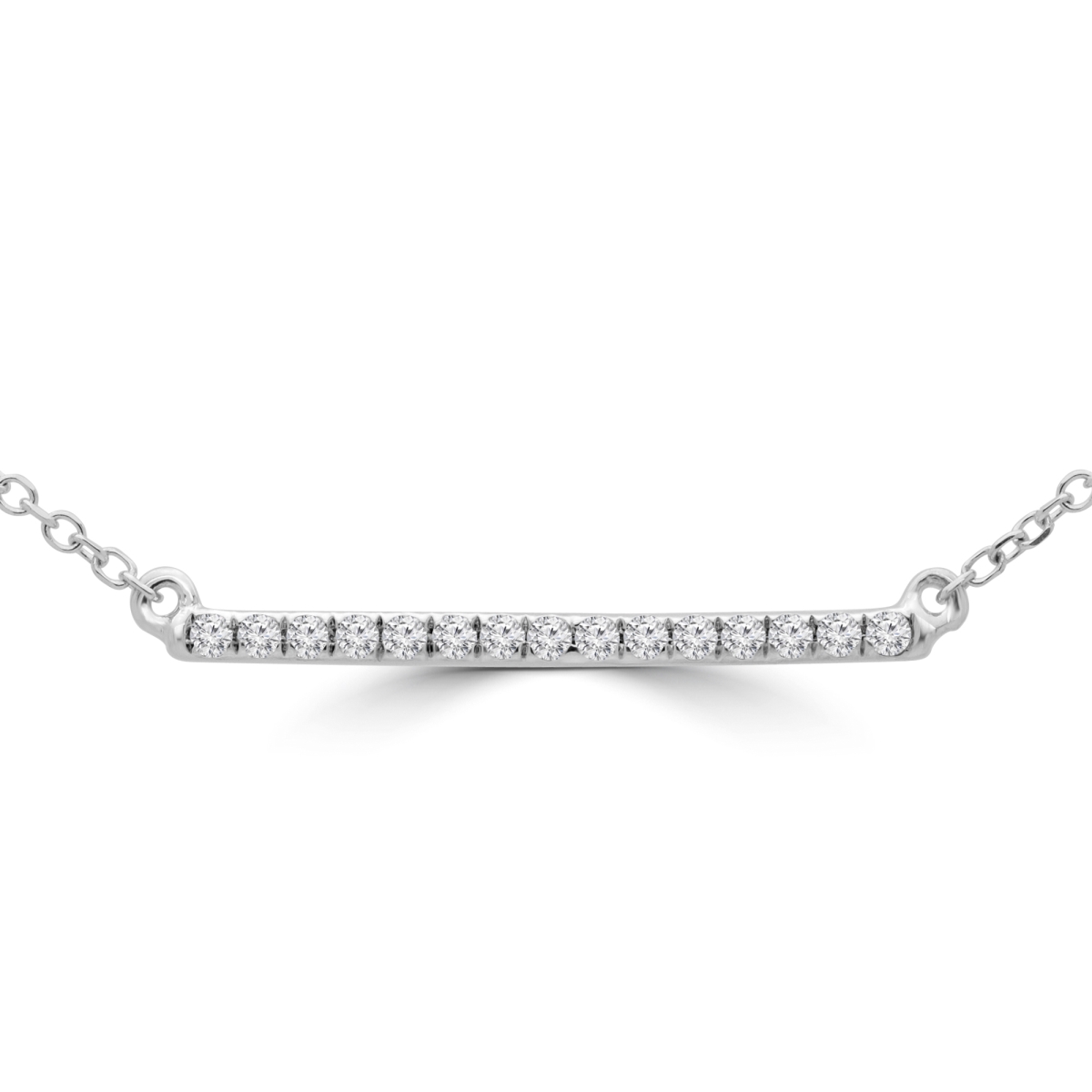 0.1 CTW Round Diamond Bar Pendant Necklace in 14K White Gold With Chain