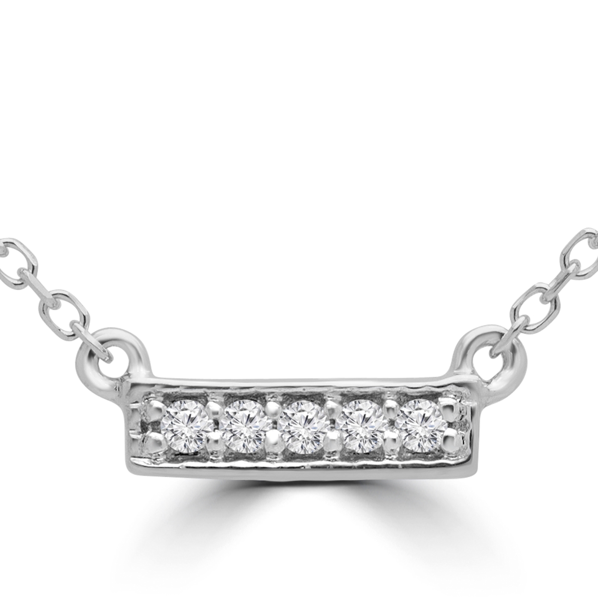 0.05 CTW Round Diamond Bar Pendant Necklace in 14K White Gold With Chain