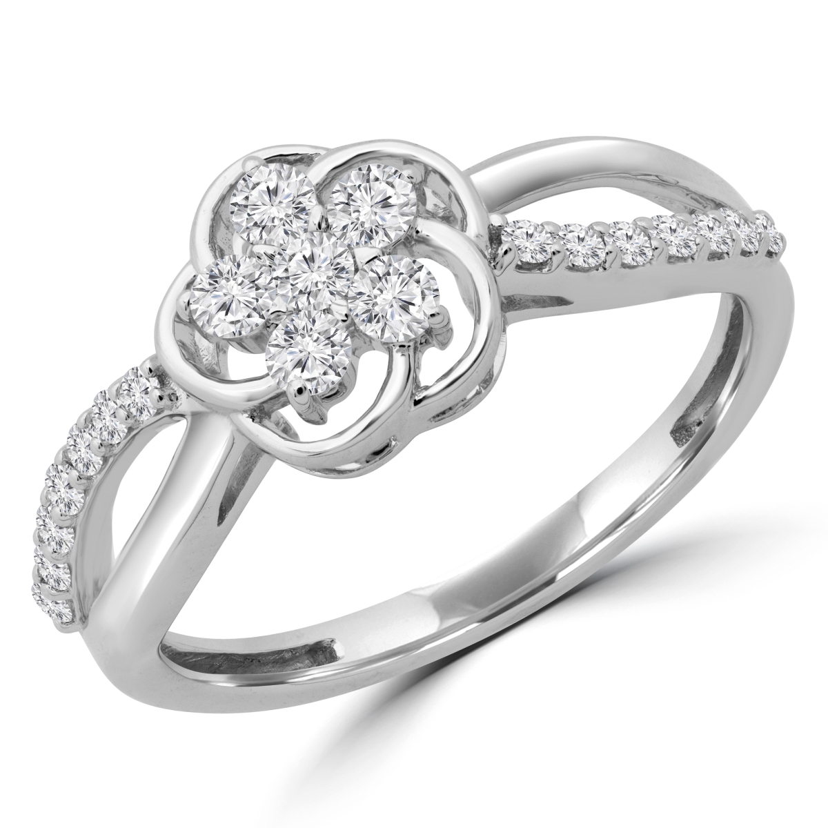 0.37 CTW Round Diamond Floral Motif Promise Infinity Cluster Engagement Ring in 14K White Gold - Size 6.25