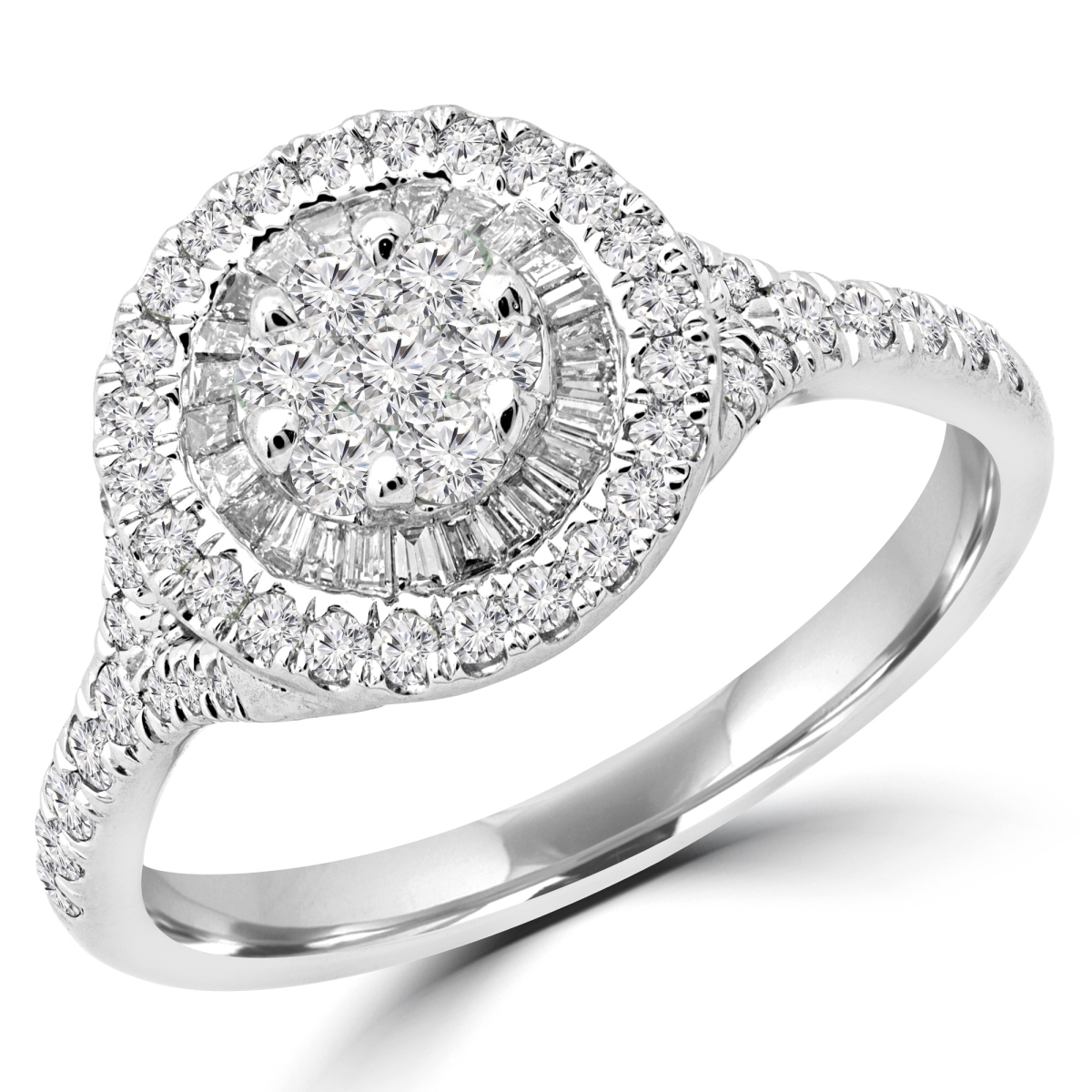 Picture of Majesty Diamonds MDR190094-P 0.6 CTW Round Diamond Vintage Double Halo Cluster Ring in 14K White Gold