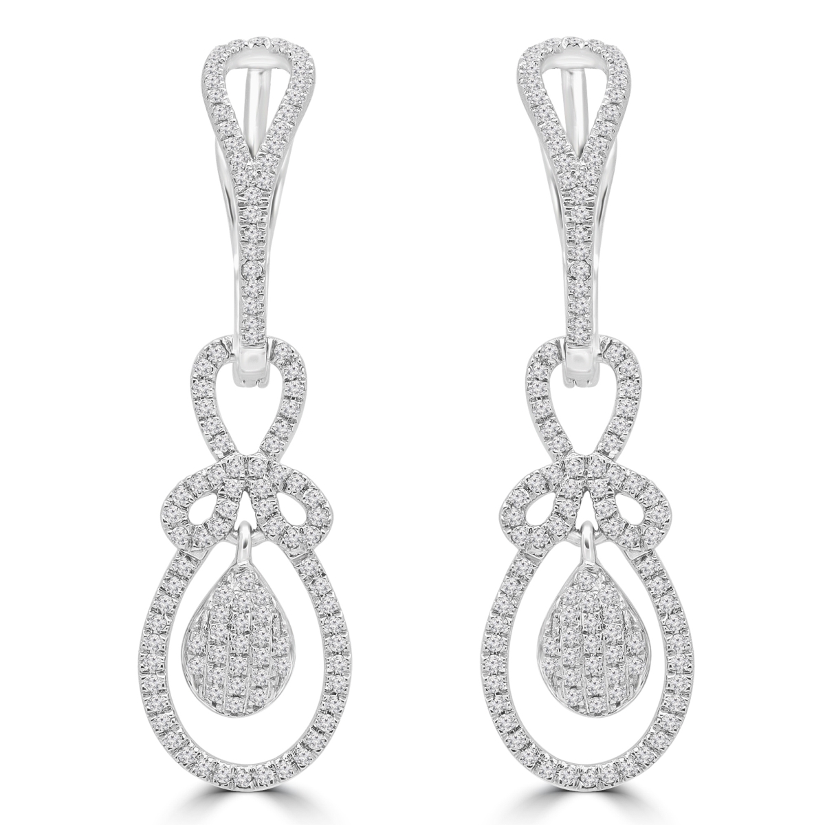 0.4 CTW Round Diamond Pear Cluster Halo Drop & Dangle Earrings in 14K White Gold -  Great Gems, GR3050570