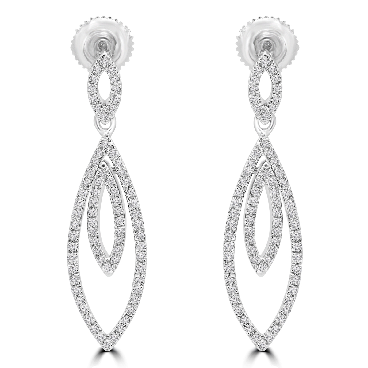 0.33 CTW Round Diamond Marquise Drop & Dangle Earrings in 14K White Gold
