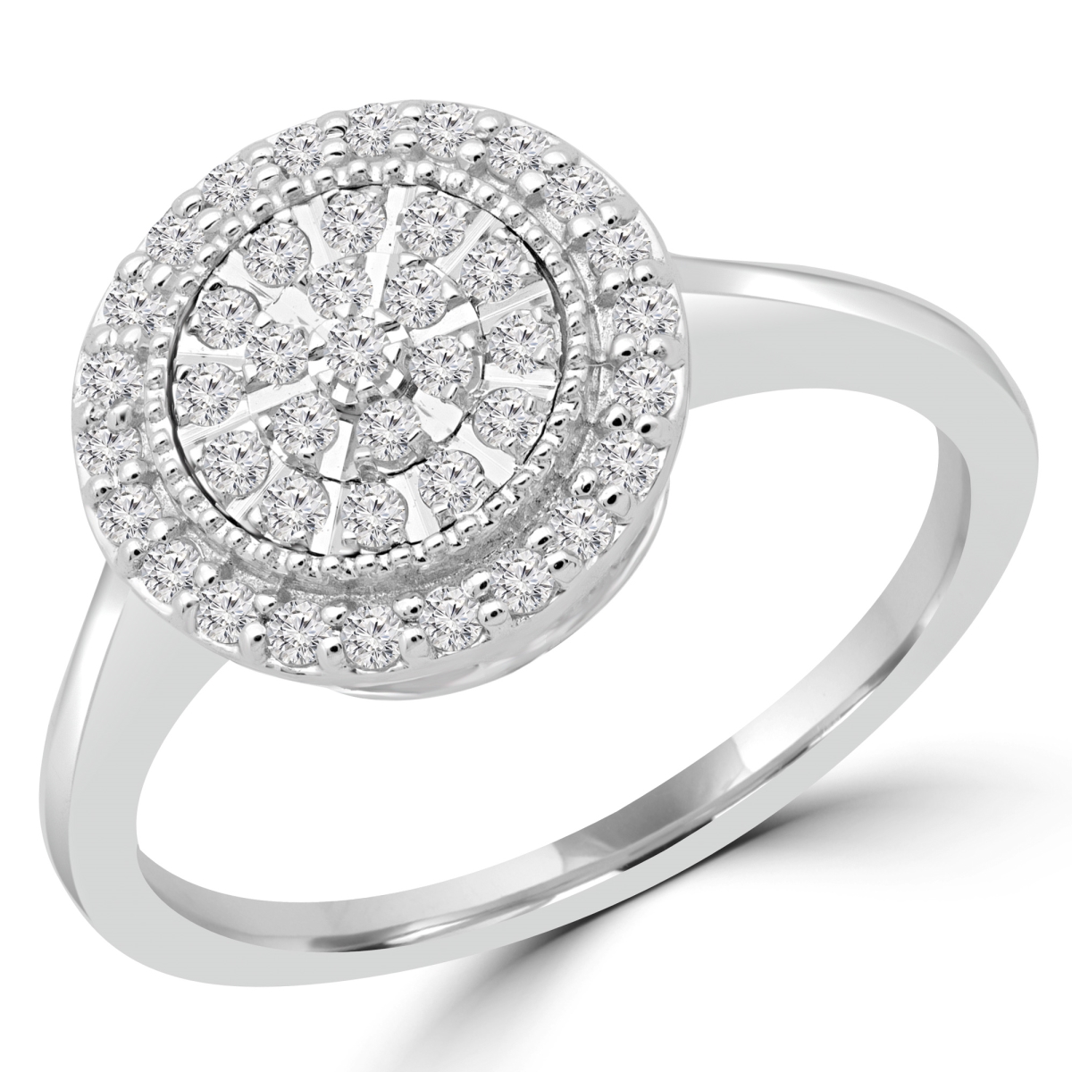 MDR180030-5.75 0.25 CTW Round Diamond Promise Halo Cluster Engagement Ring in 10K White Gold - Size 5.75