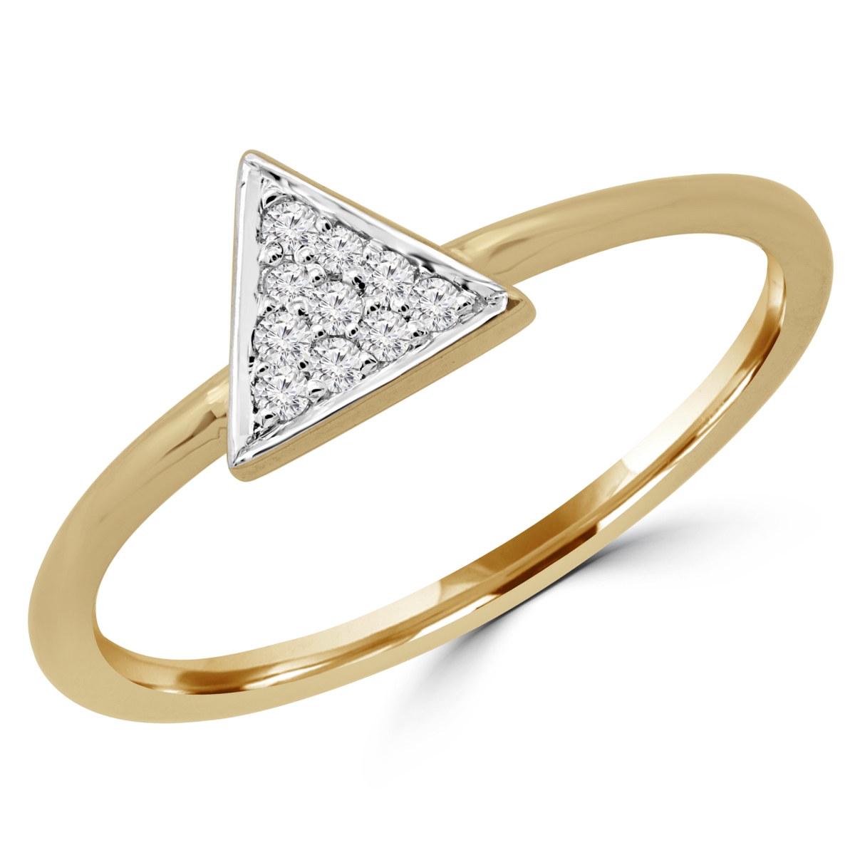 MDR190052-5 0.1 CTW Round Diamond Triangle Cluster Cocktail Ring in 14K Yellow Gold - Size 5