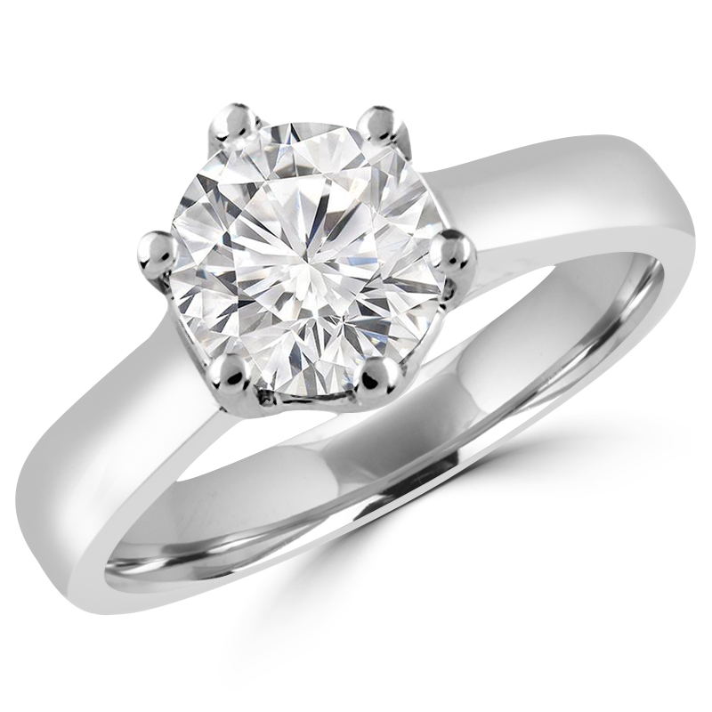 MD180510-3.5 0.5 CT Round Diamond Solitaire Engagement Ring in 14K White Gold - Size 3.5