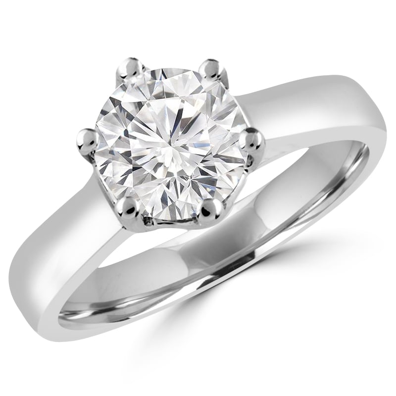 0.5 CT Round Diamond Solitaire Engagement Ring in 14K White Gold - Size 6.5