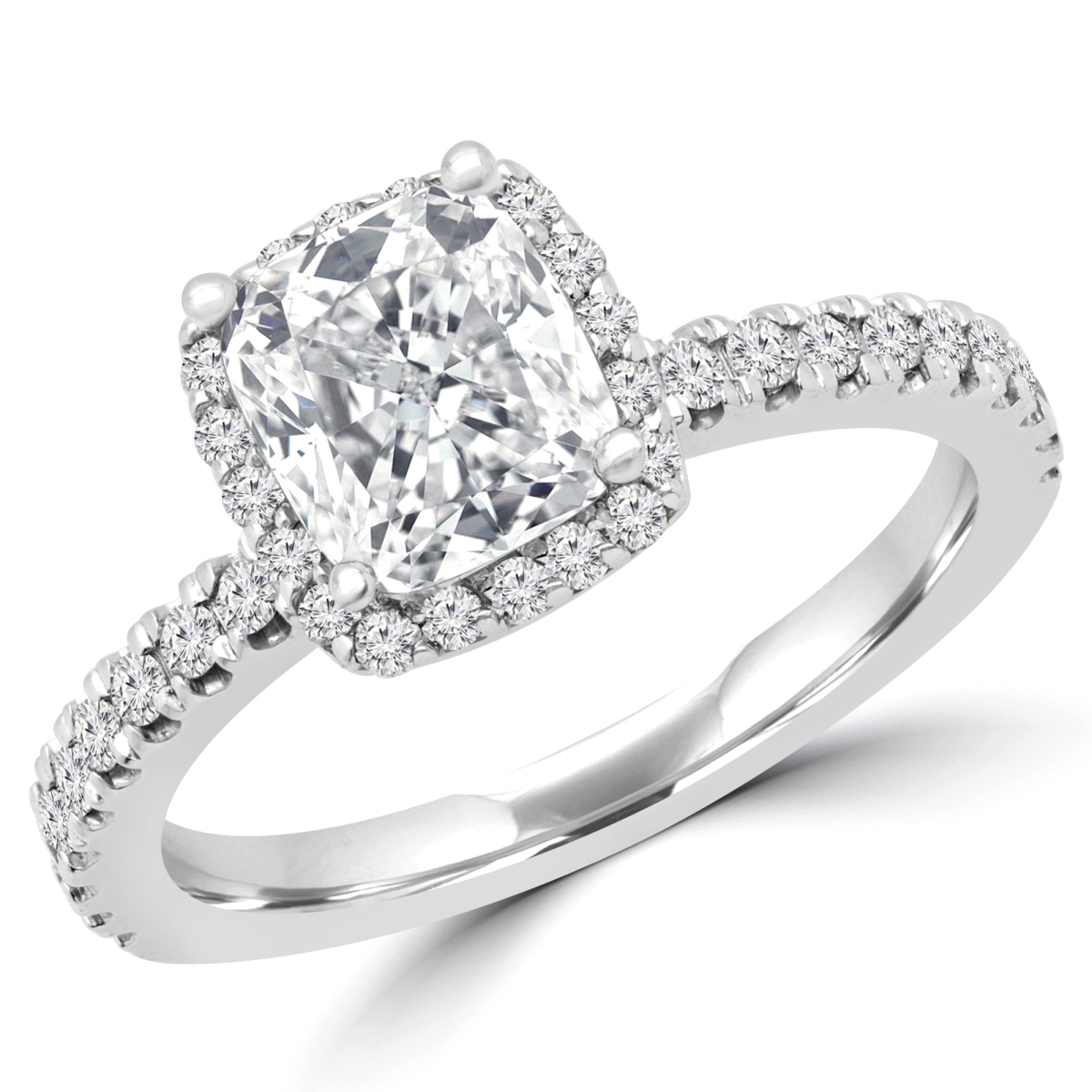 Picture of Majesty Diamonds MD180488-P 1.6 CTW Cushion Diamond Halo Engagement Ring in 14K White Gold