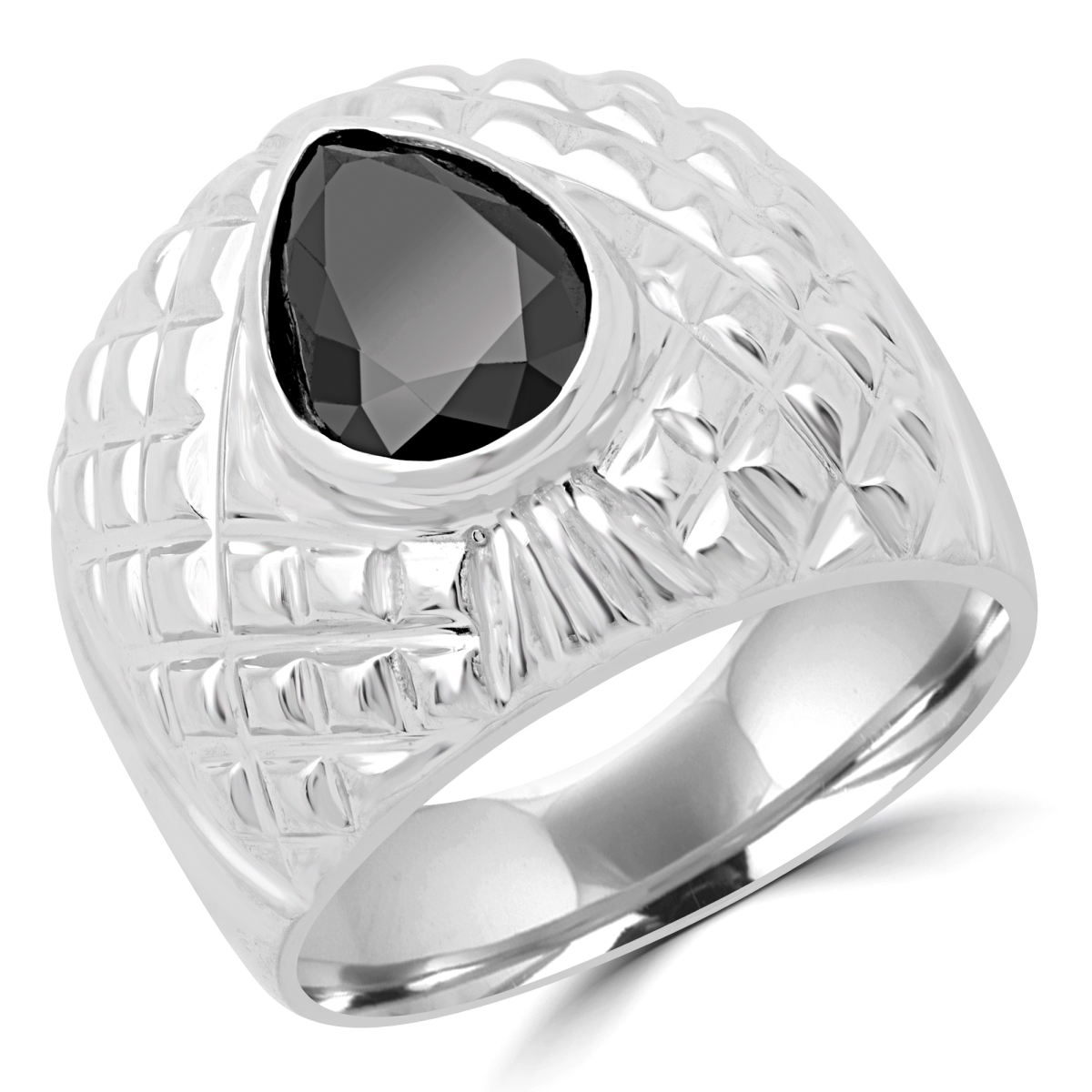 MD180588-8.75 2.12 CT Pear Black Diamond Solitaire Engagement Ring in 10K White Gold - Size 8.75