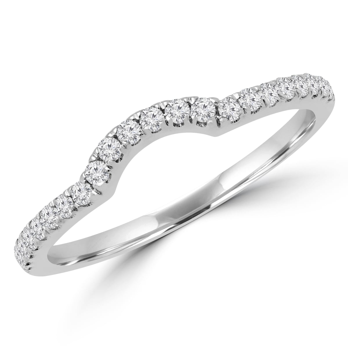 0.2 CTW Round Diamond Semi-Eternity Wedding Band Ring in 14K White Gold - Size 8