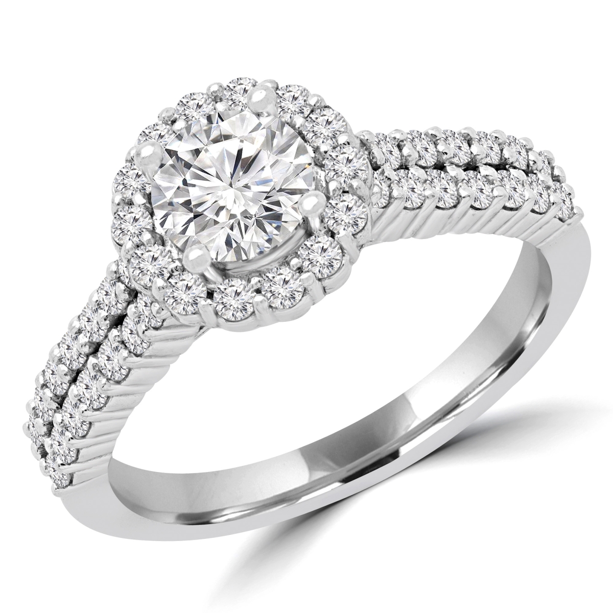 Picture of Majesty Diamonds MD180591-P 1.1 CTW Round Diamond Vintage Two Row Halo Engagement Ring in 14K White Gold