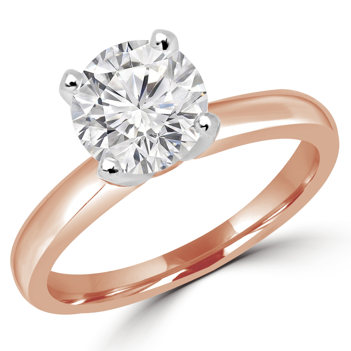 MD180009-6 0.6 CT Round Diamond Solitaire Engagement Ring in 14K Rose Gold - Size 6