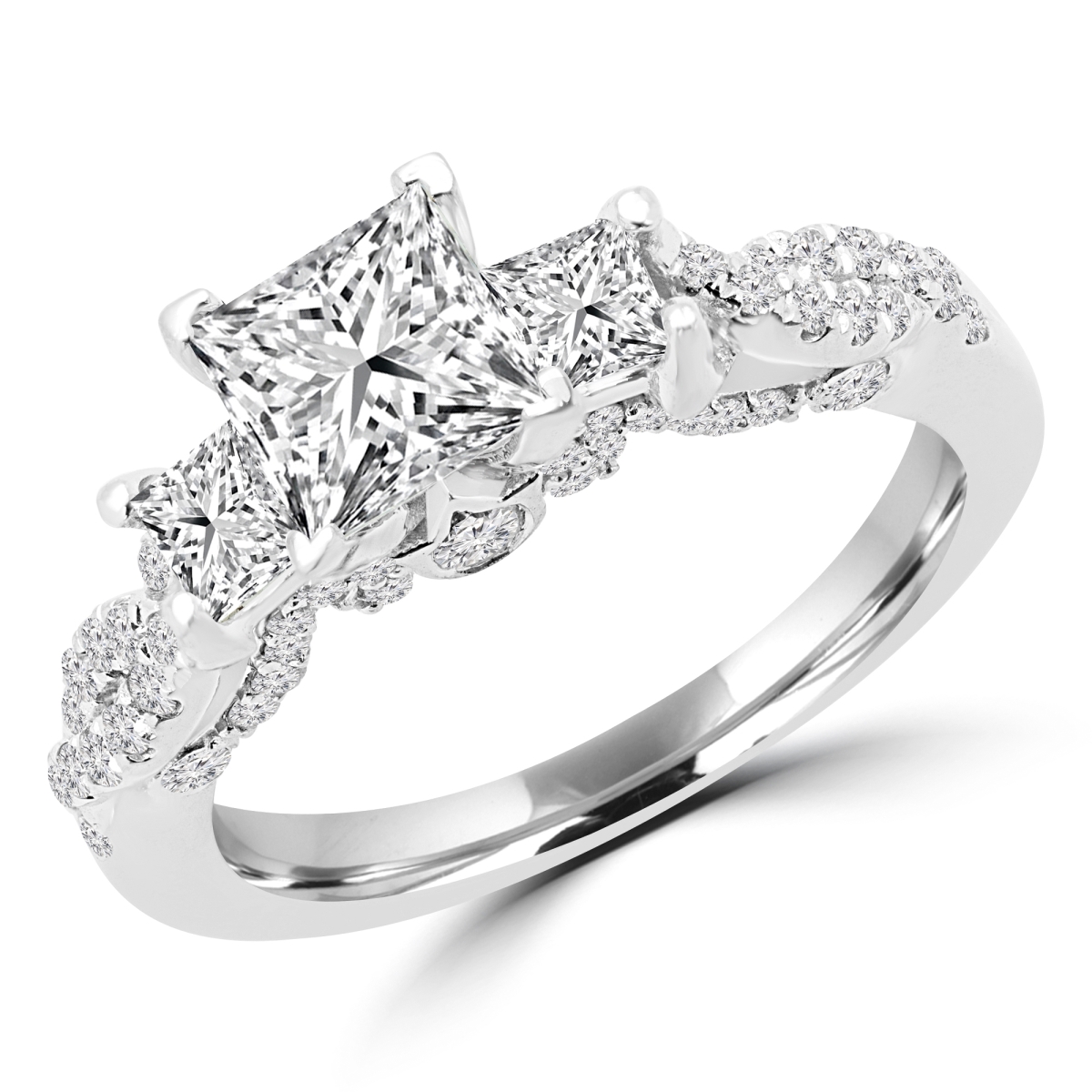 Picture of Majesty Diamonds MD180069-P 1.75 CTW Princess Diamond Three-Stone Engagement Ring in 14K White Gold