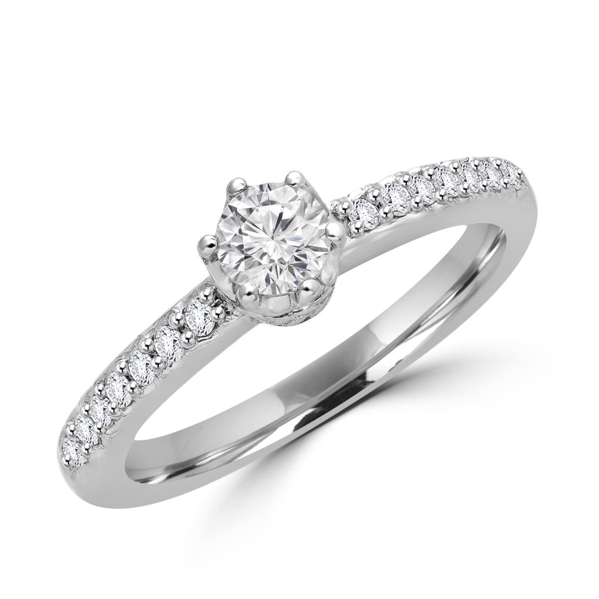 Picture of Majesty Diamonds MD180102-P 0.4 CTW Round Diamond Solitaire with Accents Engagement Ring in 14K White Gold