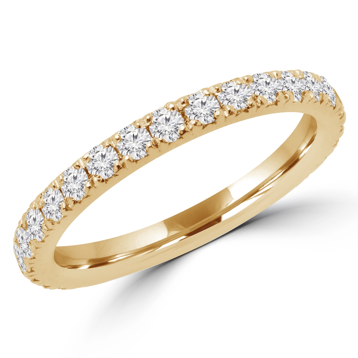 Picture of Majesty Diamonds MD180192-3.25 0.6 CTW Round Diamond Semi-Eternity Wedding Band Ring in 14K Yellow Gold - Size 3.25