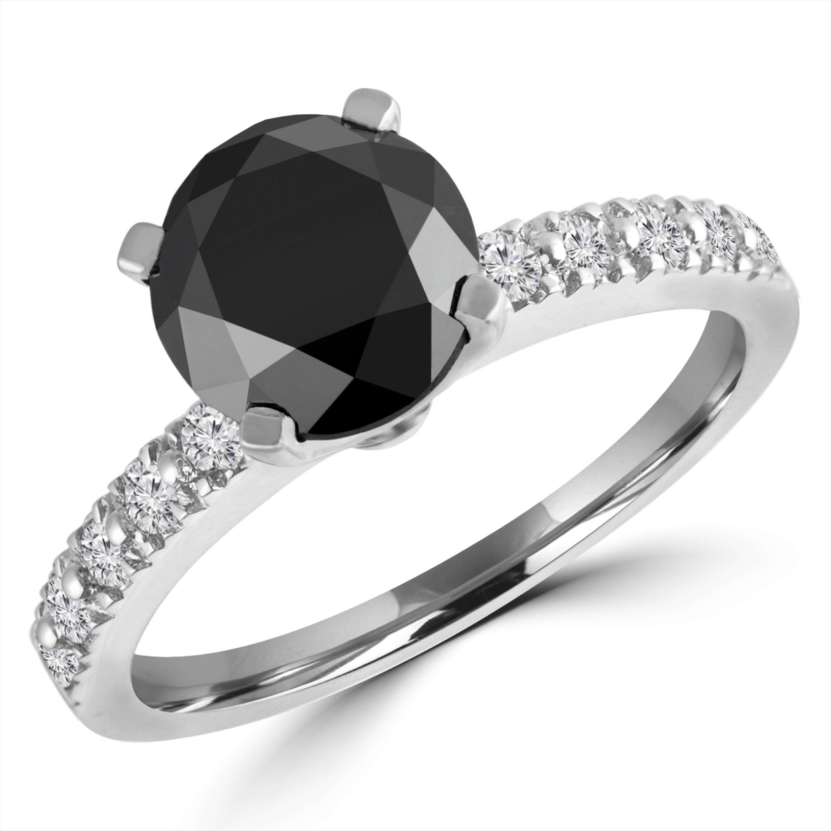Picture of Majesty Diamonds MD180268-P 2.62 CTW Round Black Diamond Solitaire with Accents Engagement Ring in 14K White Gold