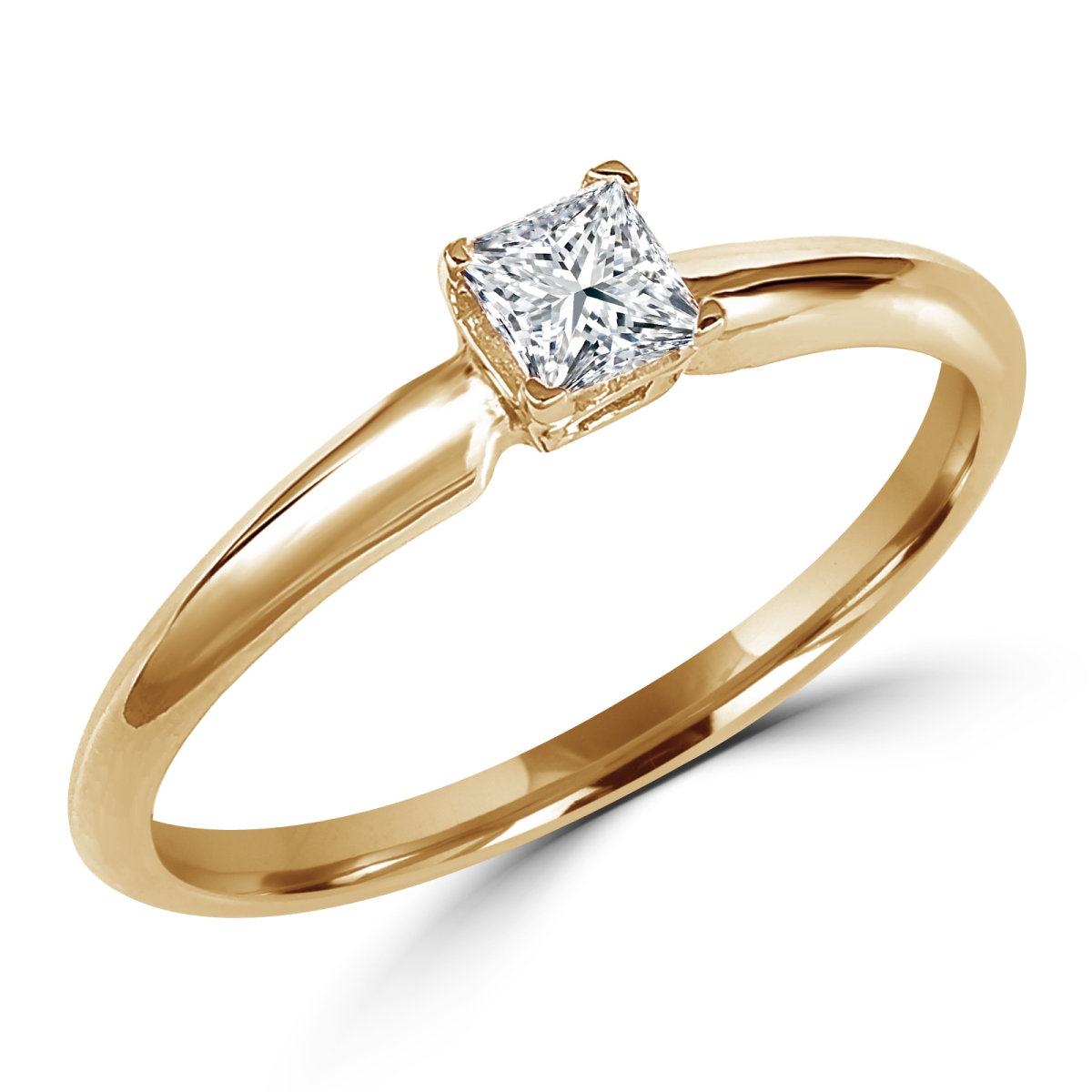 0.16 CT Princess Diamond Promise Solitaire Engagement Ring in 10K Yellow Gold - Size 8.5