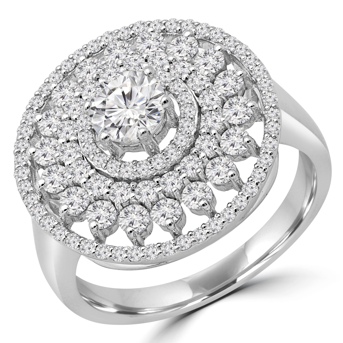 Picture of Majesty Diamonds MD190104-P 1.3 CTW Round Diamond Quadruple Halo Engagement Ring in 14K White Gold
