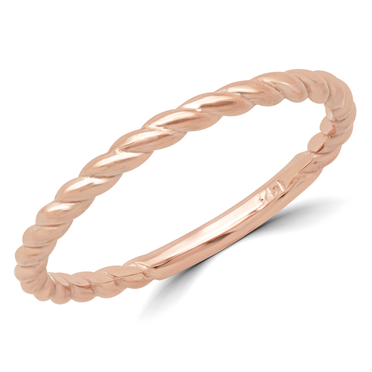 Braided Rope Classic Wedding Band Ring in 14K Rose Gold - Size 8.75
