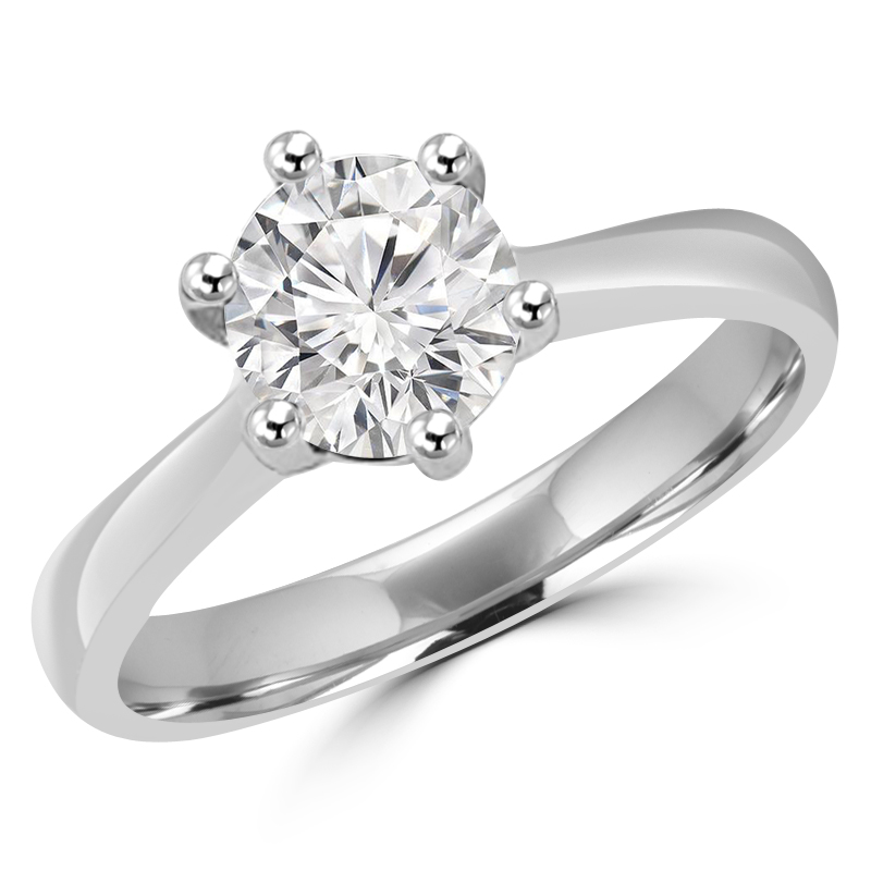 MD180516-3.5 0.6 CT Round Diamond Solitaire Engagement Ring in 14K White Gold - Size 3.5
