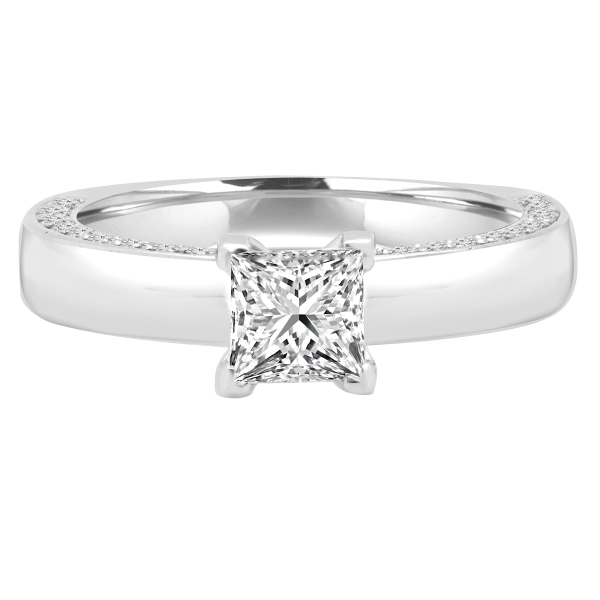 Picture of Majesty Diamonds MD190218-P 1.125 CTW Princess Diamond Solitaire with Accents Engagement Ring in 14K White Gold