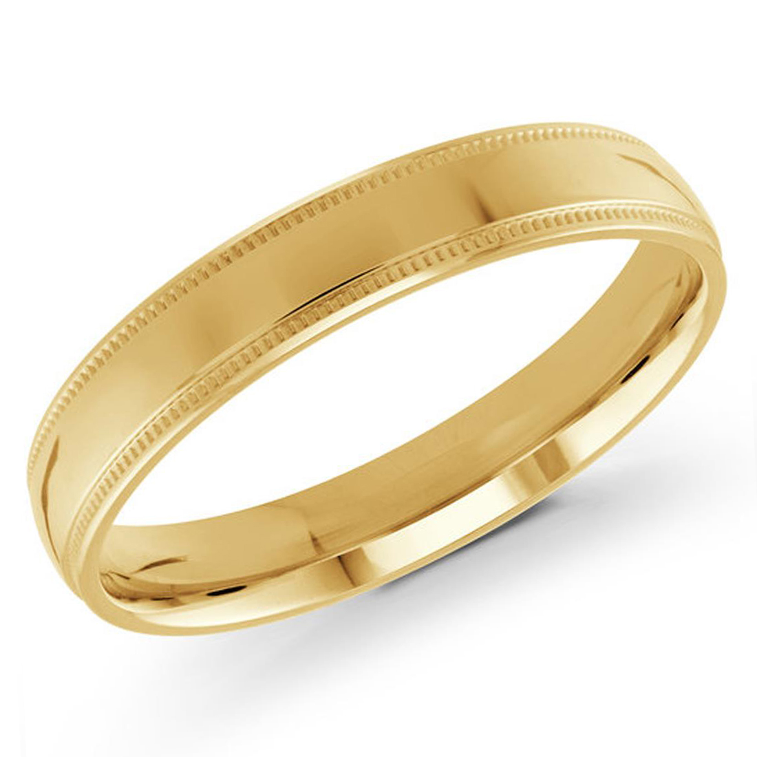 MD190145-3 Milgrain Edge Classic Mens Wedding Band Ring in 14K Yellow Gold - Size 3