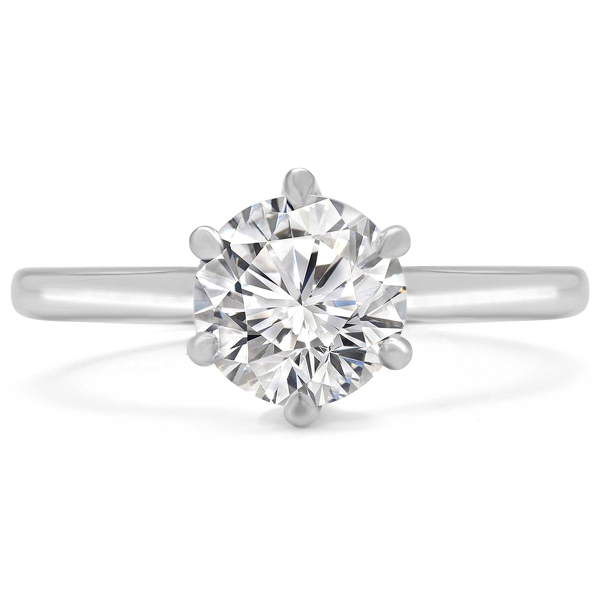 MD190169-9 0.75 CT Round Diamond 6-Prong Solitaire Engagement Ring in 14K White Gold - Size 9