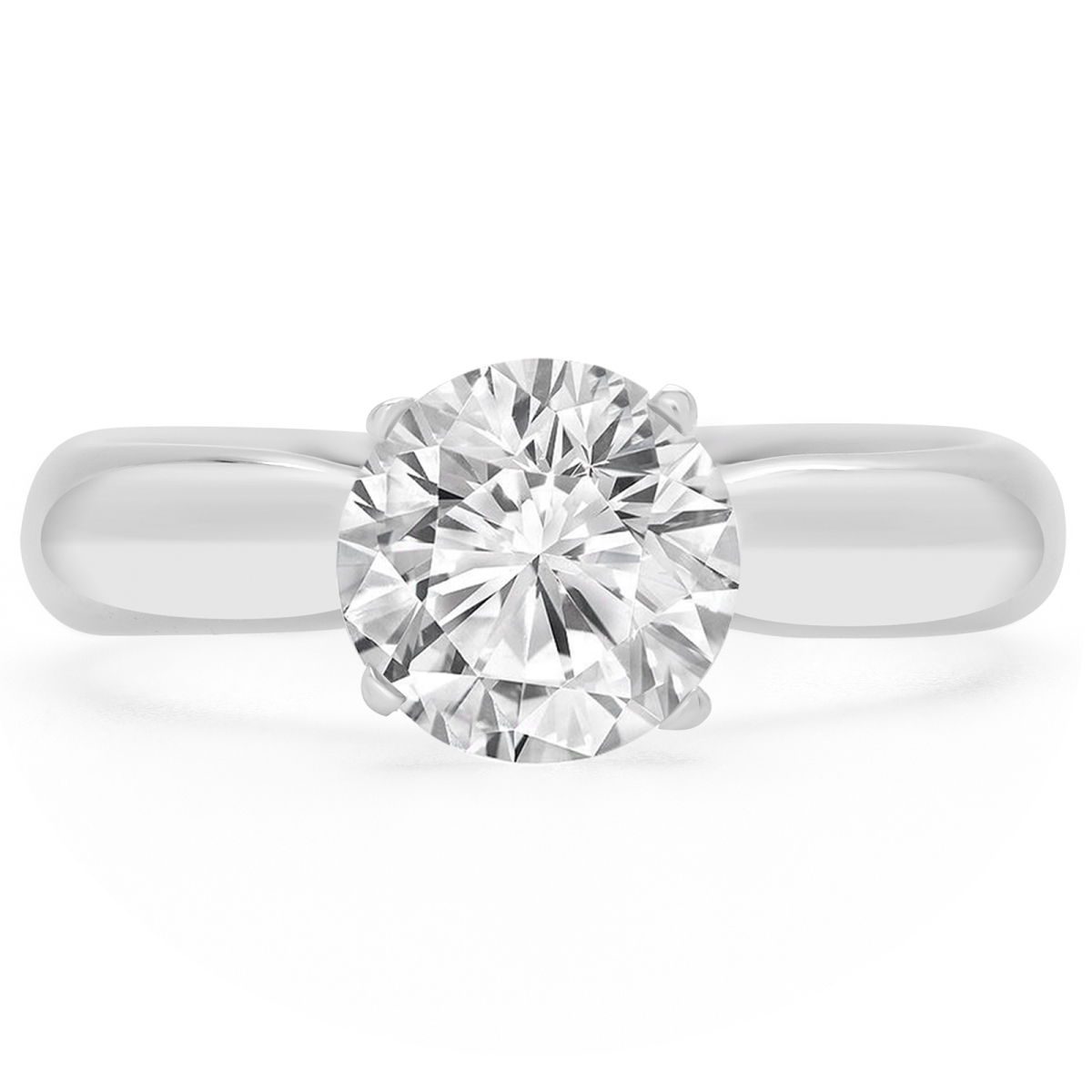 MD190197-4 0.4 CT Round Diamond Solitaire Engagement Ring in 14K White Gold - Size 4