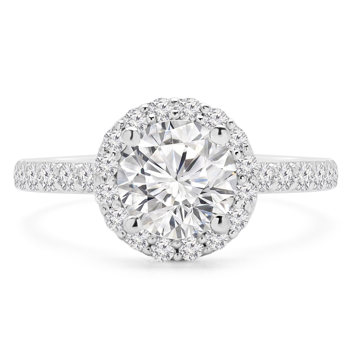 Picture of Majesty Diamonds MD190206-P 1.2 CTW Round Diamond Cathedral with Open Bridge Halo Engagement Ring in 14K White Gold with Accents