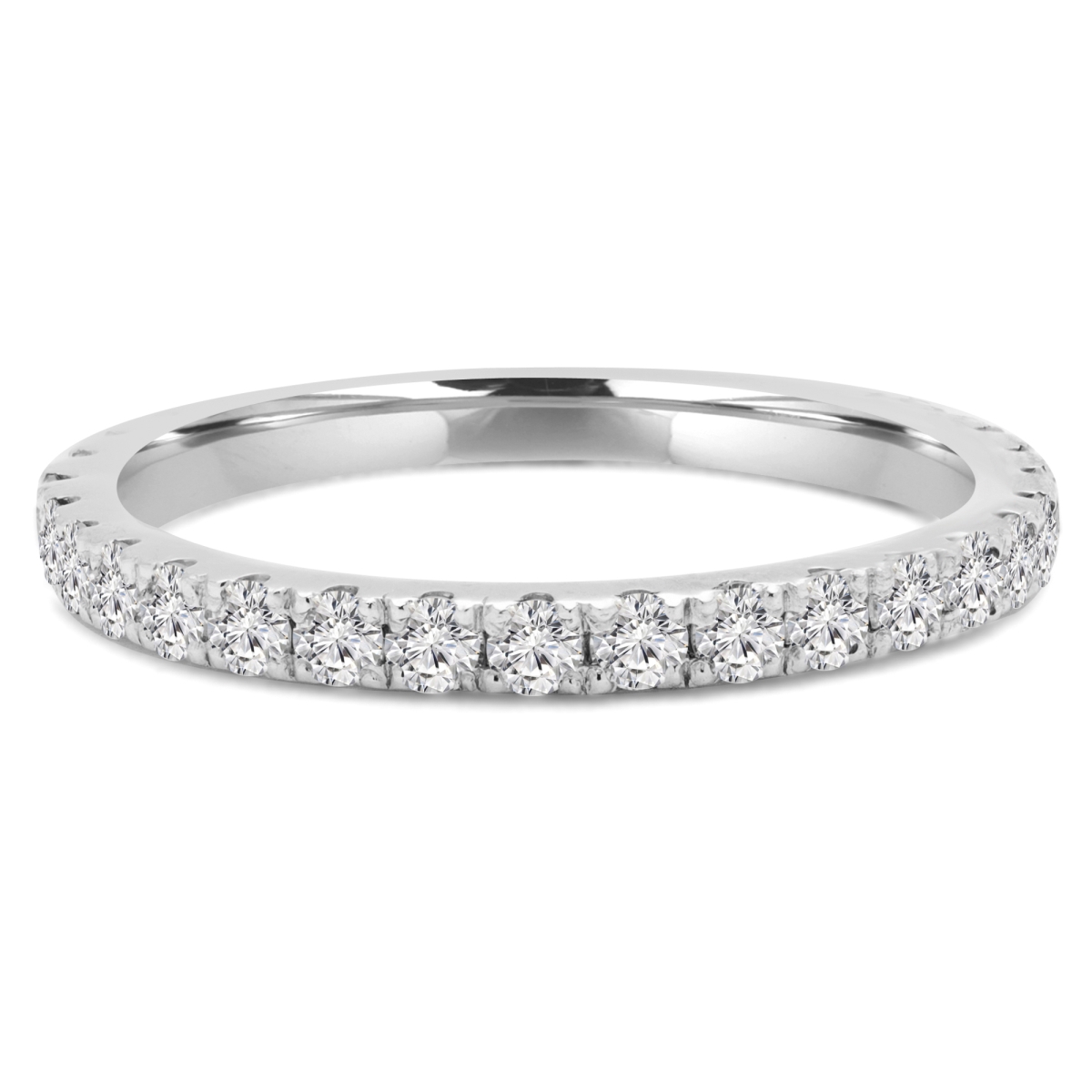 MD190247-8.75 0.4 CTW Round Diamond Semi-Eternity Wedding Band Ring in 14K White Gold - Size 8.75
