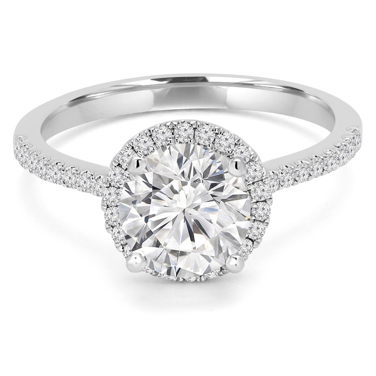 Picture of Majesty Diamonds MD190224-P 0.6 CTW Round Diamond Round Halo Engagement Ring in 14K White Gold