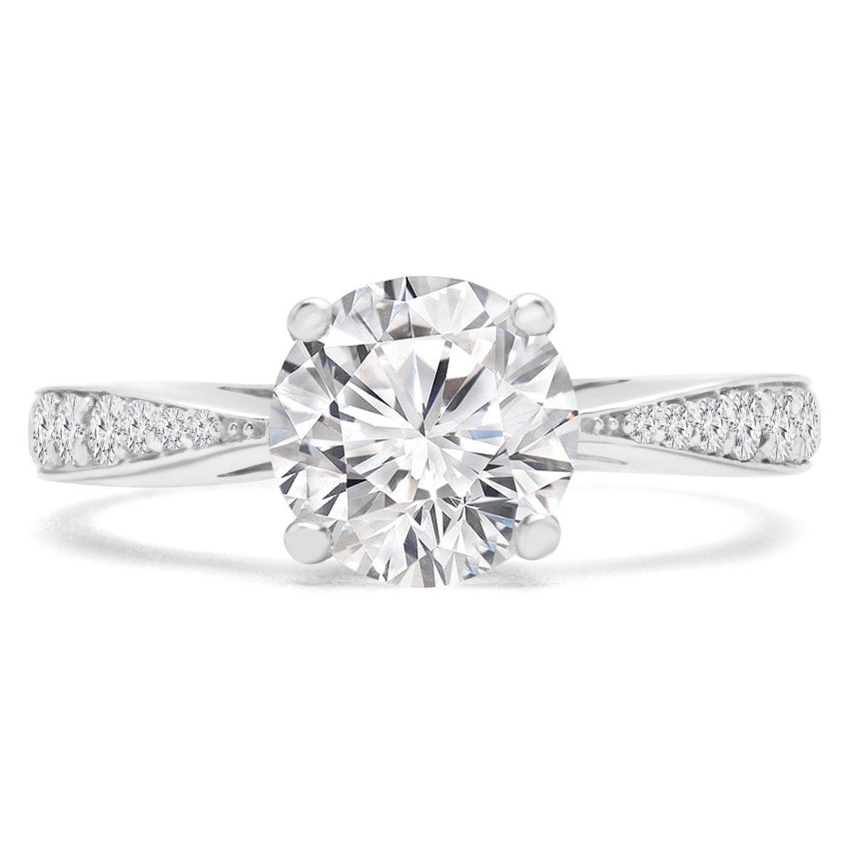 Picture of Majesty Diamonds MD190183-P 1.05 CTW Round Diamond Tappered Solitaire with Accents Engagement Ring in 14K White Gold