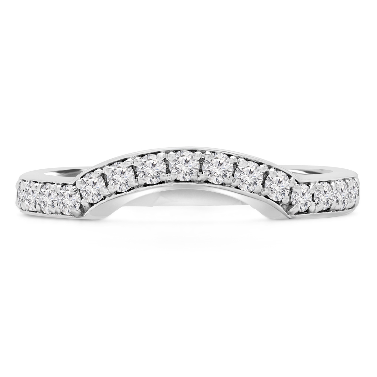 MD190242-8.5 0.33 CTW Round Diamond Semi-Eternity Wedding Band Ring in 14K White Gold - Size 8.5