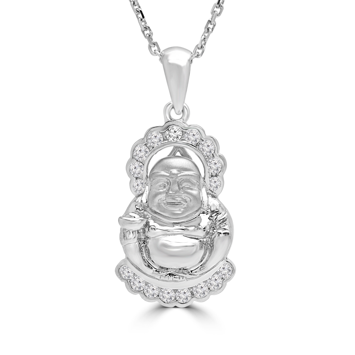 Picture of Majesty Diamonds MD190303 0.25 CTW Round Diamond Budai Fancy Pendant Necklace in 18K White Gold