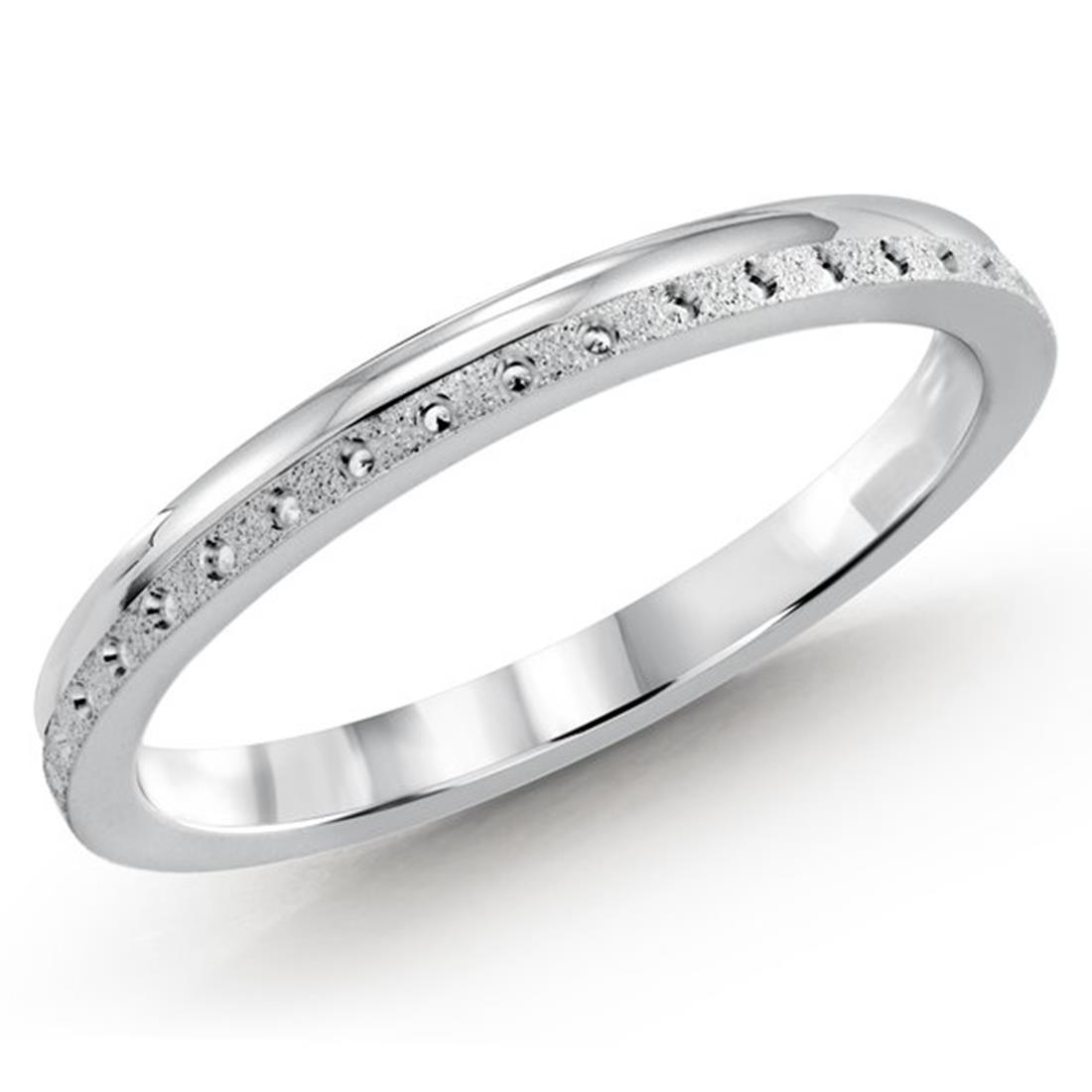 MD190353-6 No Stone Wedding Band Ring in 14K White Gold - Size 6