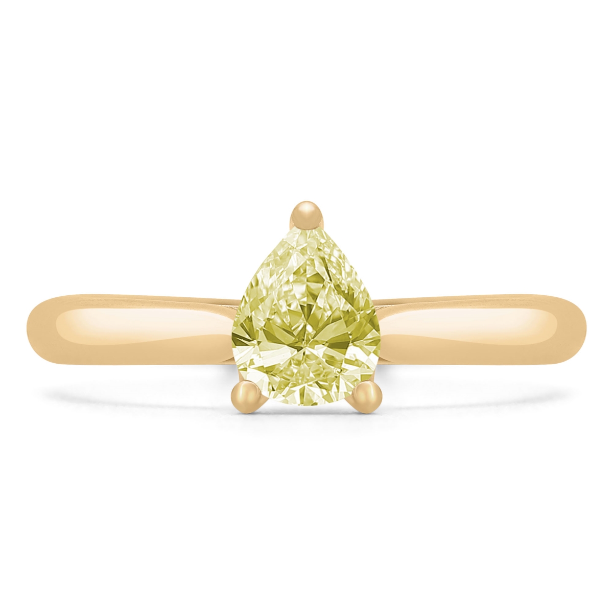 MD190414-5.75 0.5 CTW Pear Yellow Diamond Solitaire with Accents Engagement Ring in 14K Yellow Gold - Size 5.75