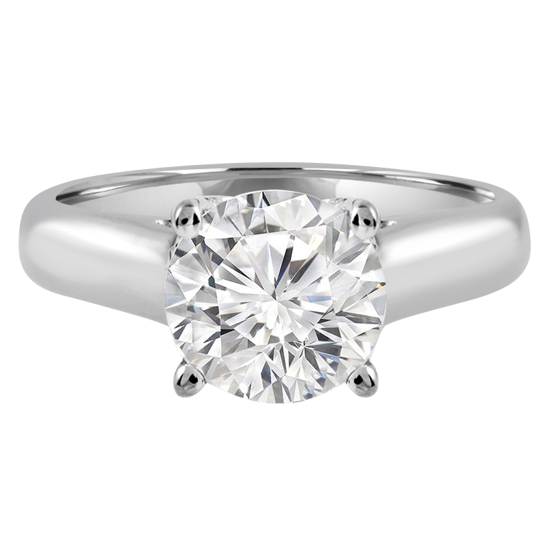MD190435-3 0.63 CT Round Diamond Trellis Solitaire Engagement Ring in 14K White Gold - Size 3
