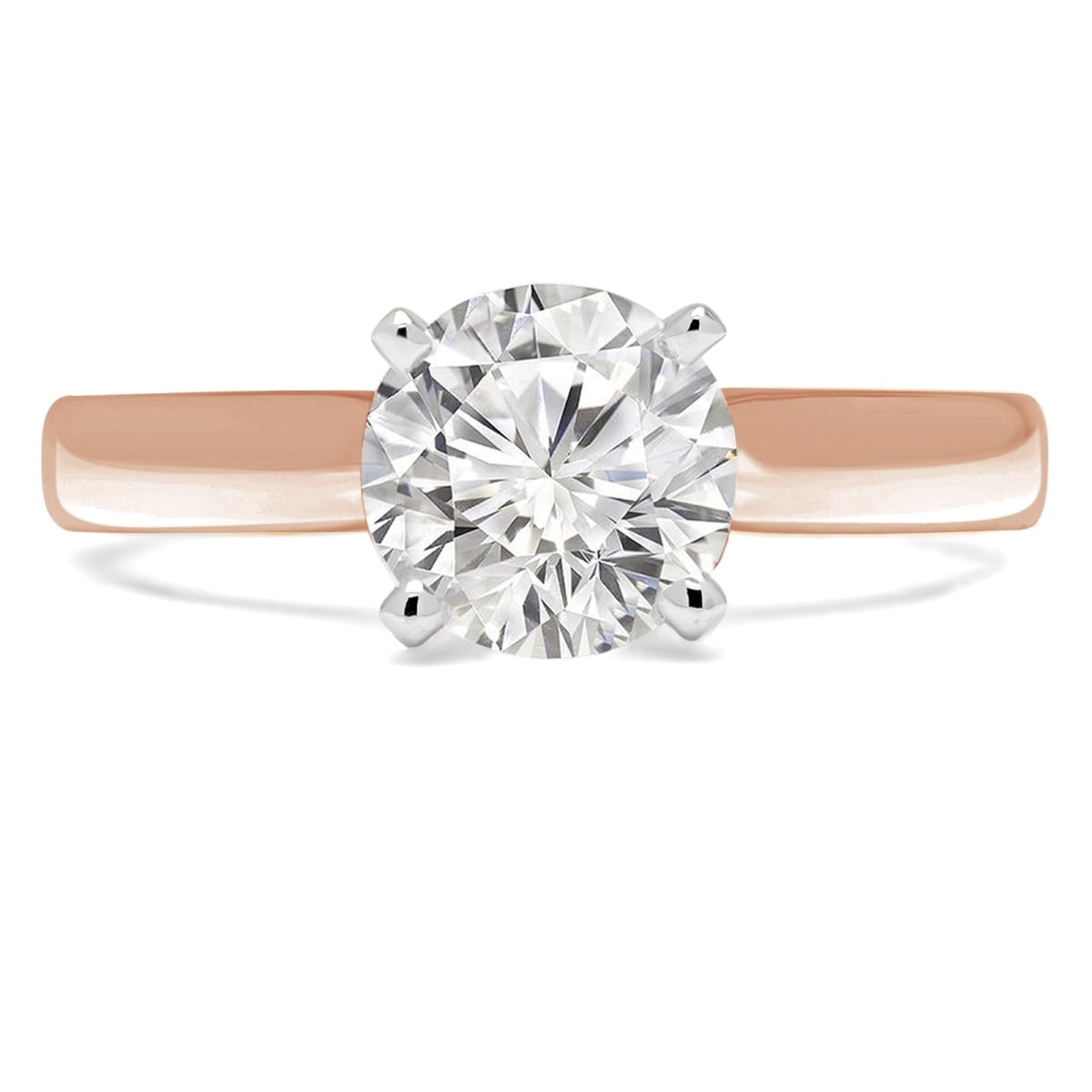 MD190481-4.25 0.33 CT Round Diamond Solitaire Engagement Ring in 14K Rose Gold - Size 4.25
